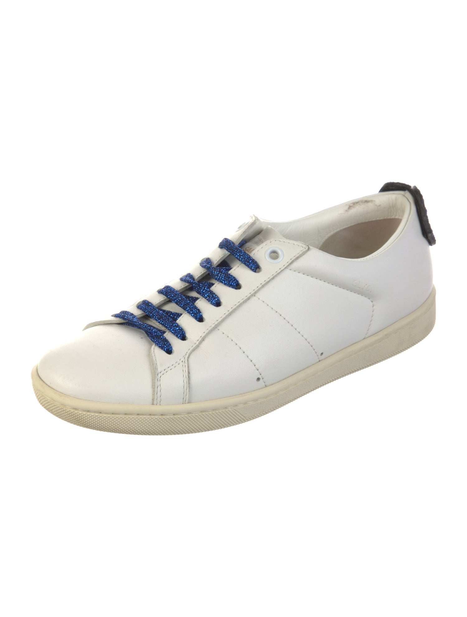 Saint Laurent Leather Glitter Accents Sneakers