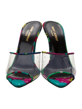 Saint Laurent Leather Printed Mules