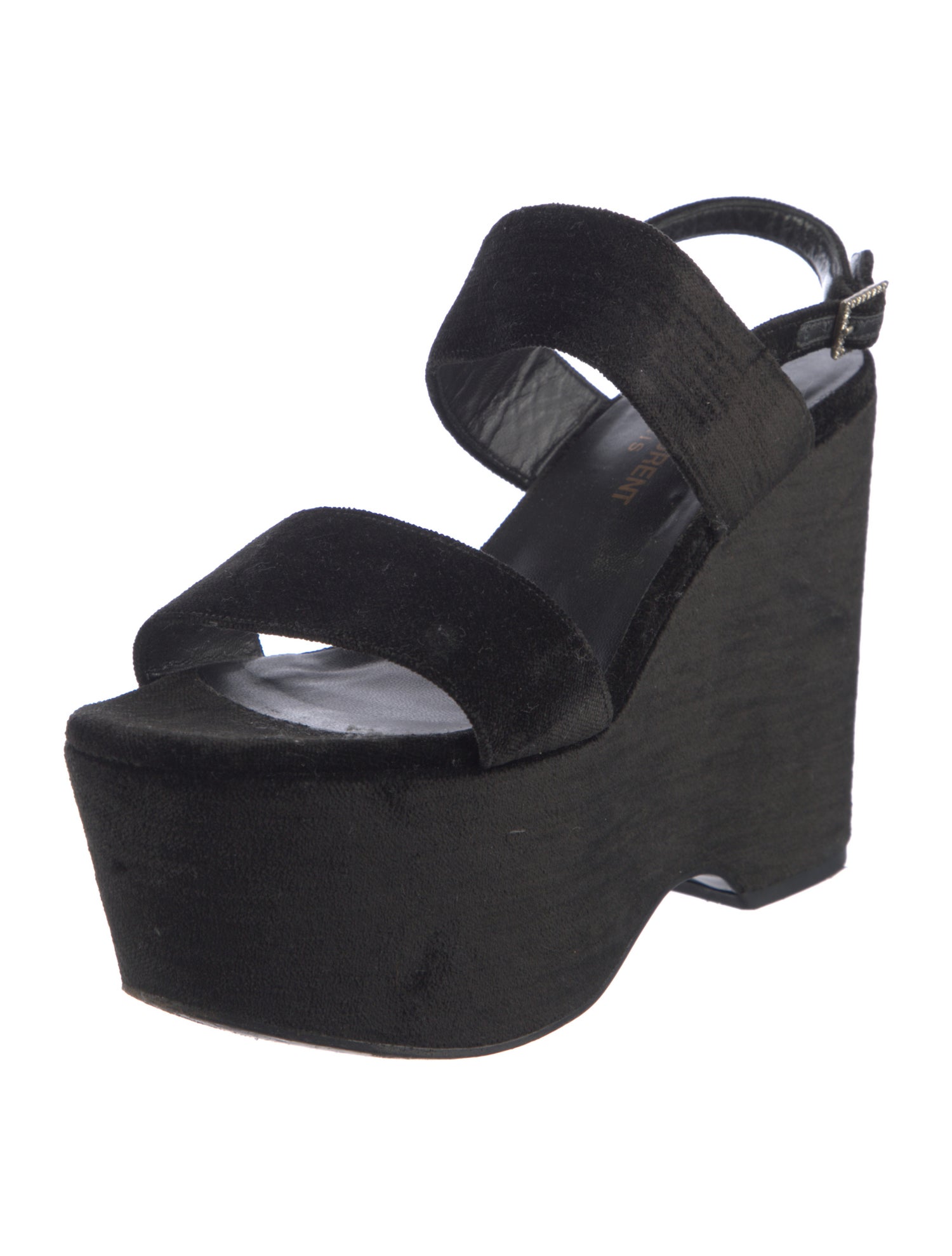 Saint Laurent Velvet Crystal Embellishments Slingback Sandals