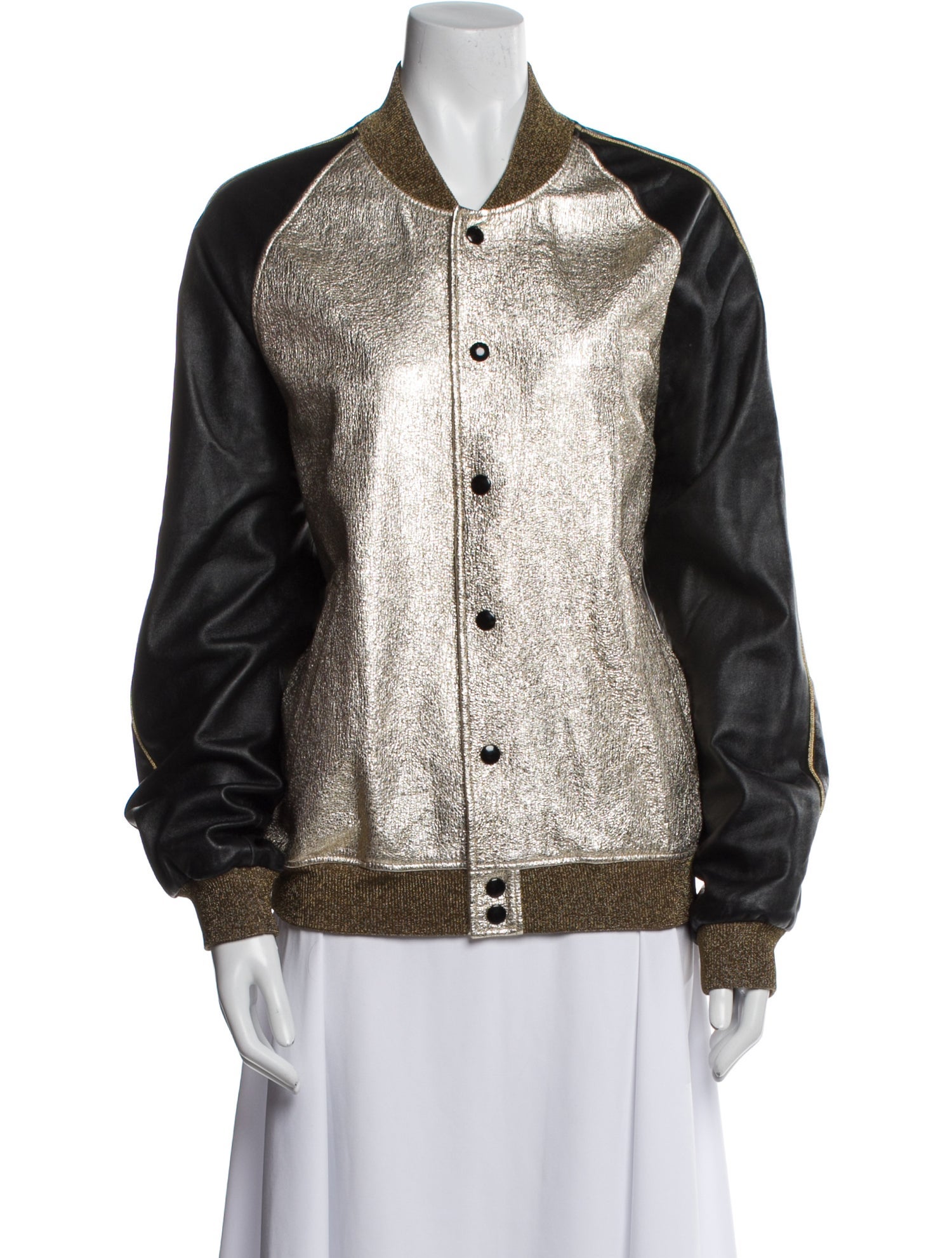 Saint Laurent Colorblock Pattern Bomber Jacket