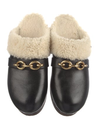 Saint Laurent Leather Chain-Link Accents Mules