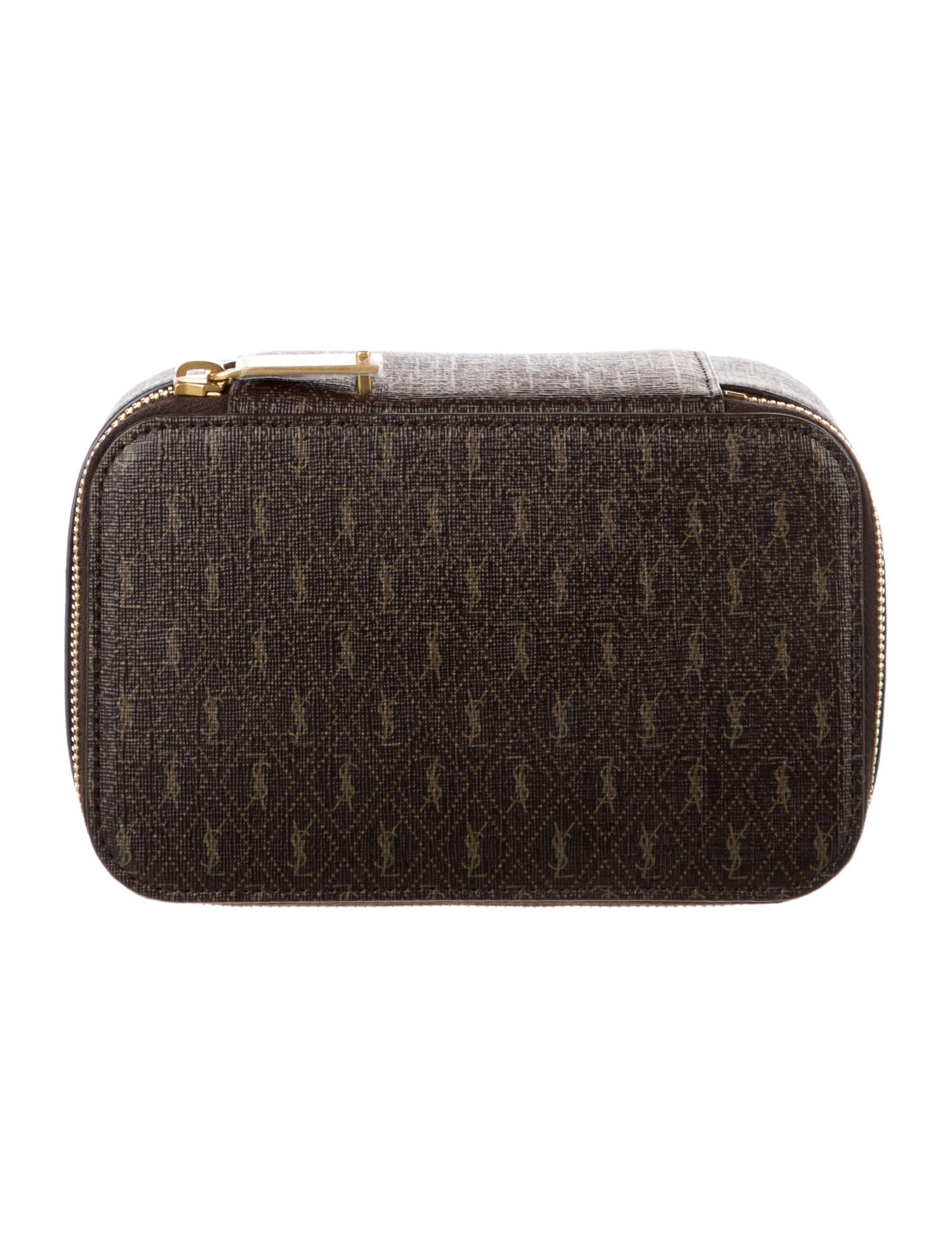 Saint Laurent Coated Canvas Monogram Cosmetic Bag