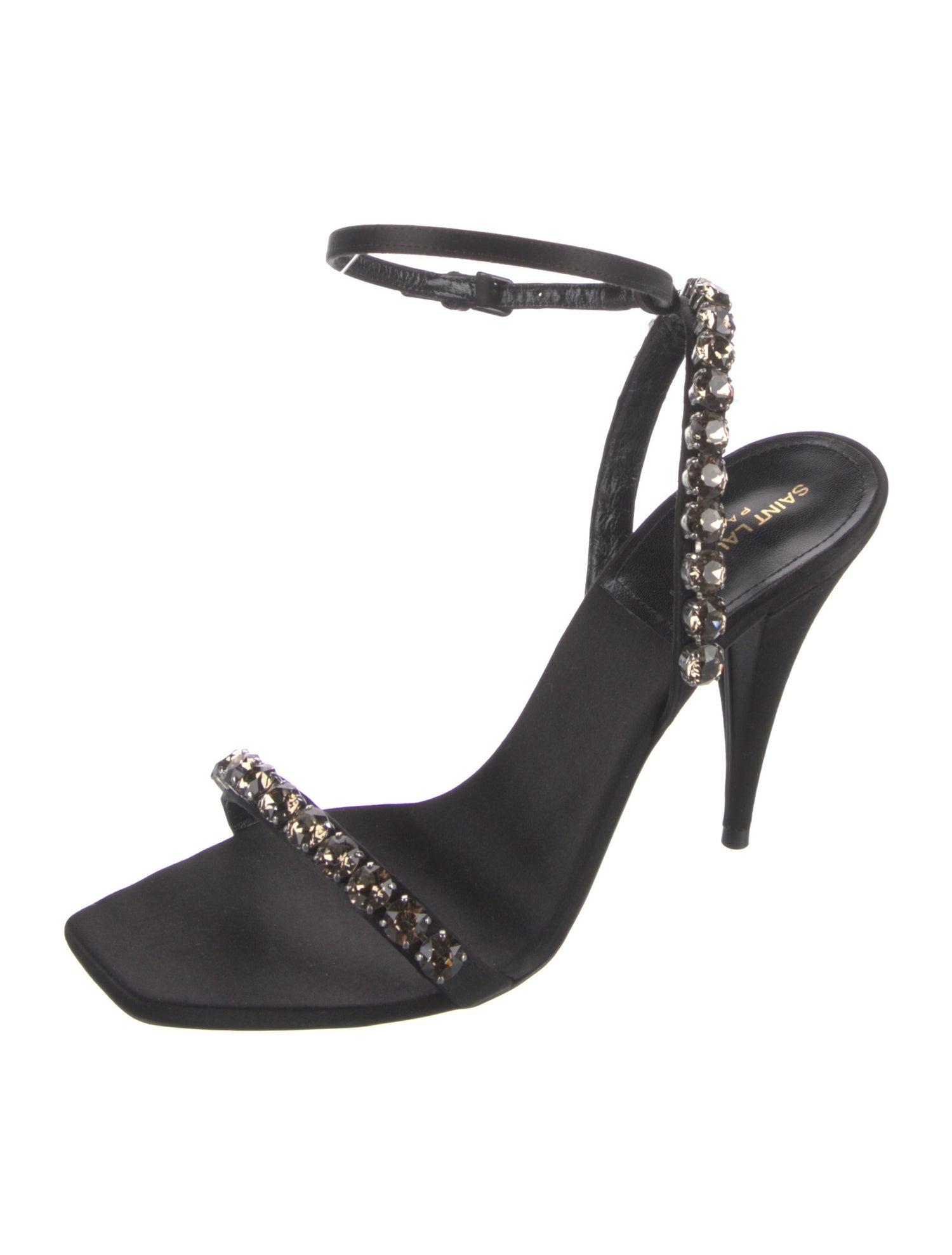 Saint Laurent Satin Crystal Embellishments Sandals