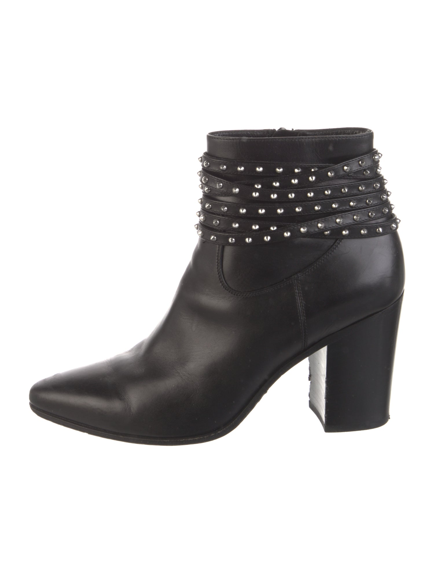 Saint Laurent Leather Studded Accents Boots