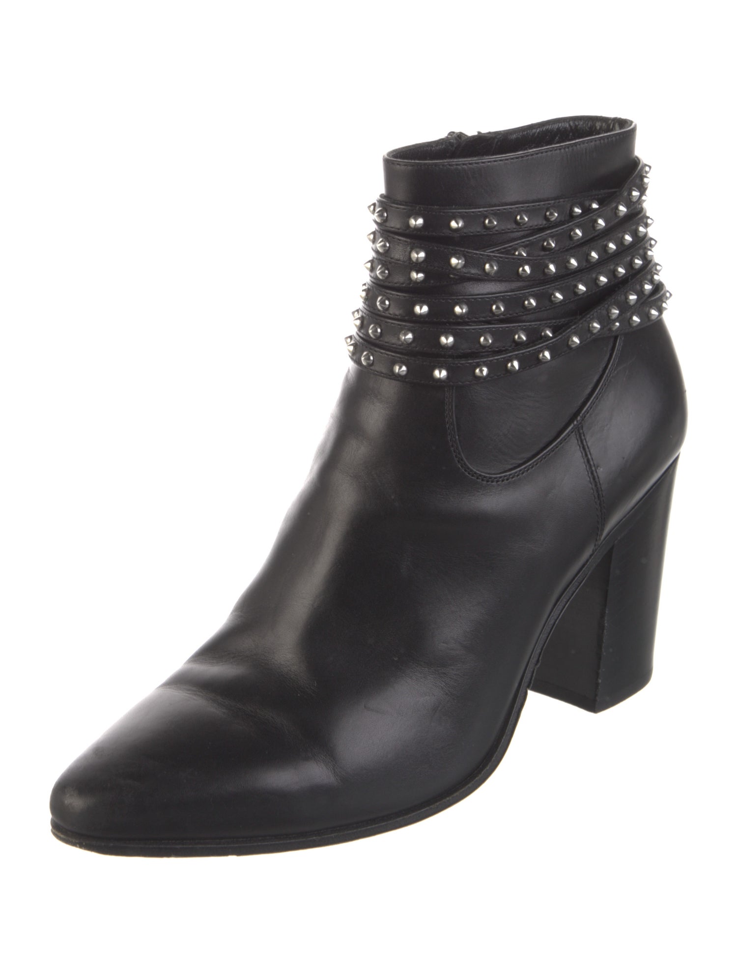 Saint Laurent Leather Studded Accents Boots