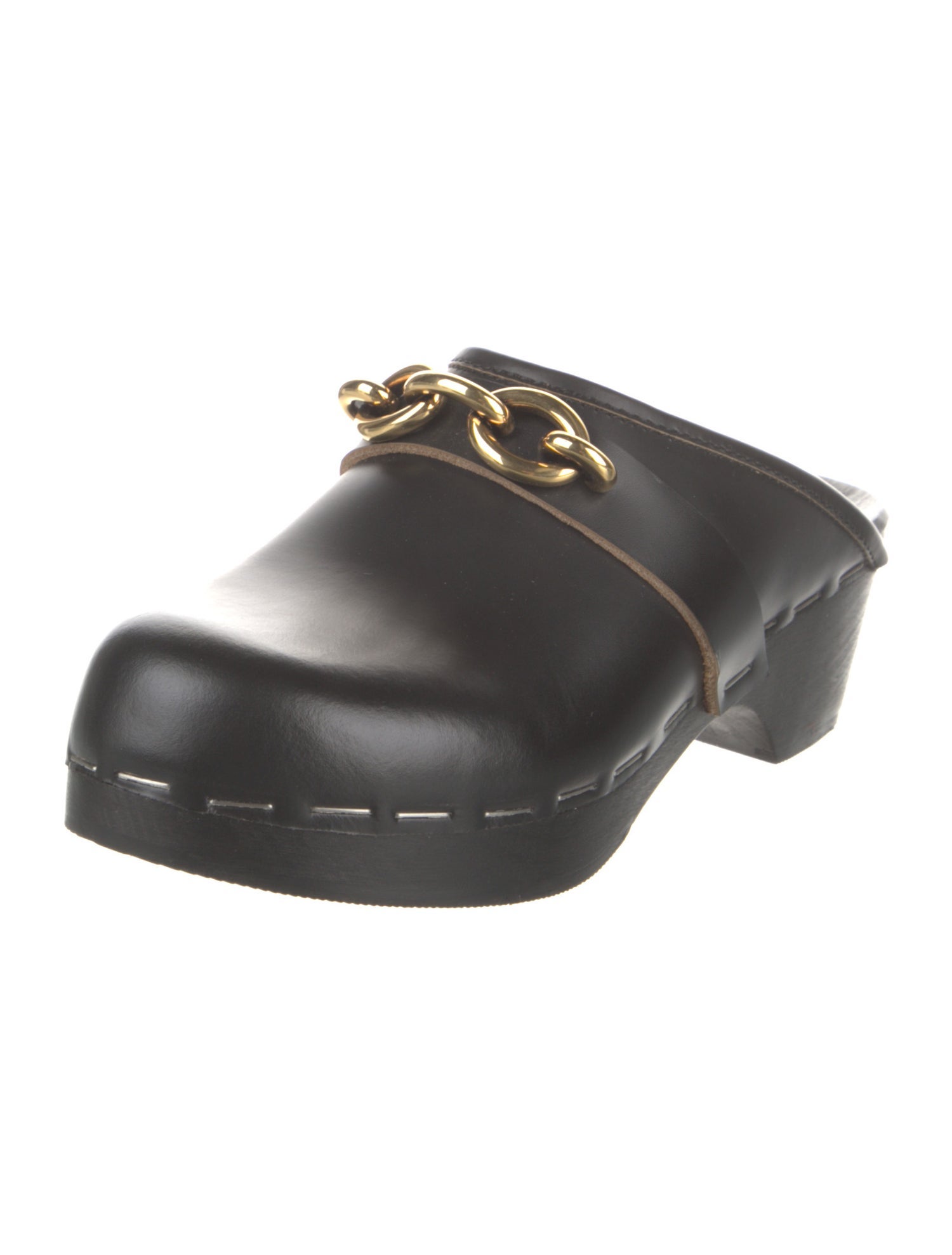 Saint Laurent Chain-Link Accent Leather Mules