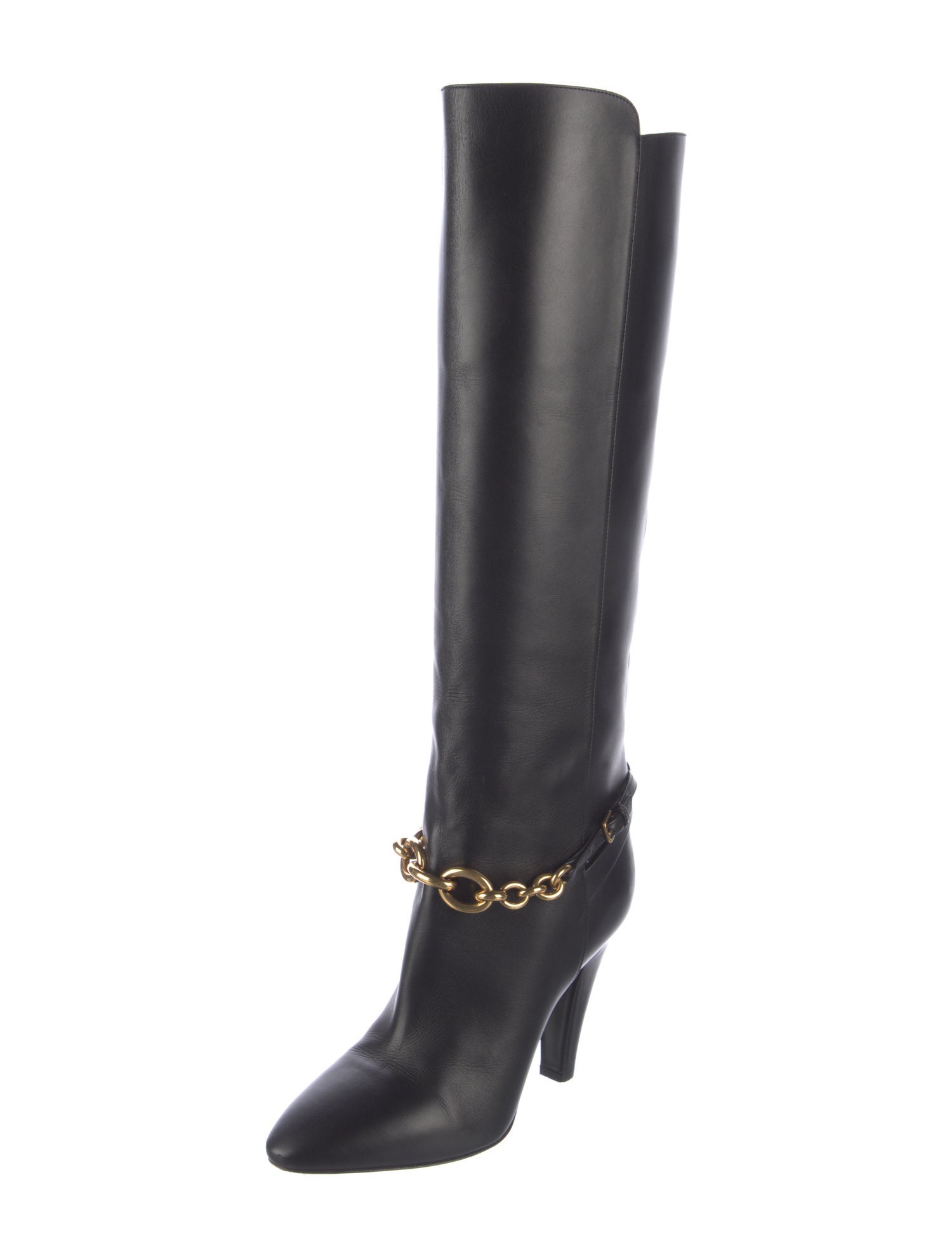 Saint Laurent Leather Chain-Link Accents Boots