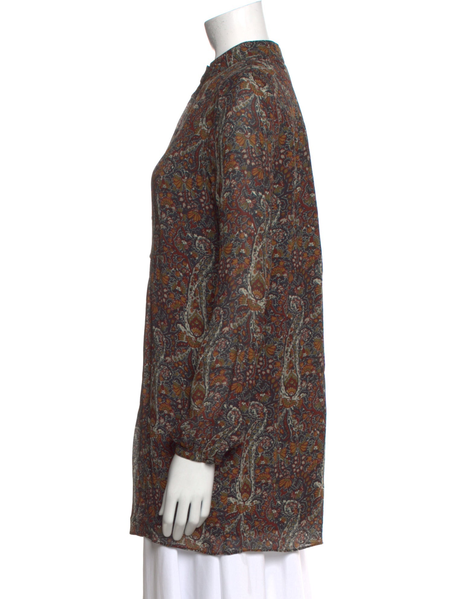 Saint Laurent Paisley Print Mock Neck Tunic