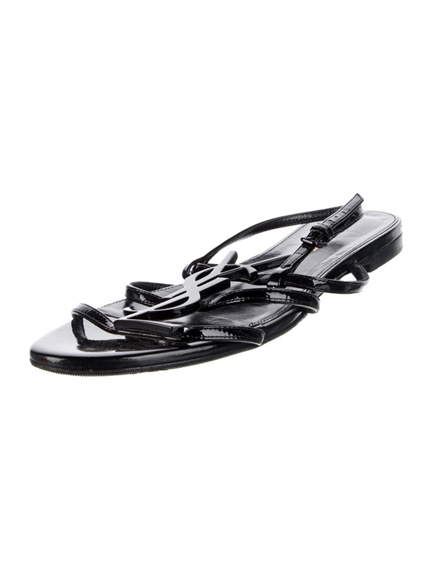 Saint Laurent Patent Leather Slingback Sandals