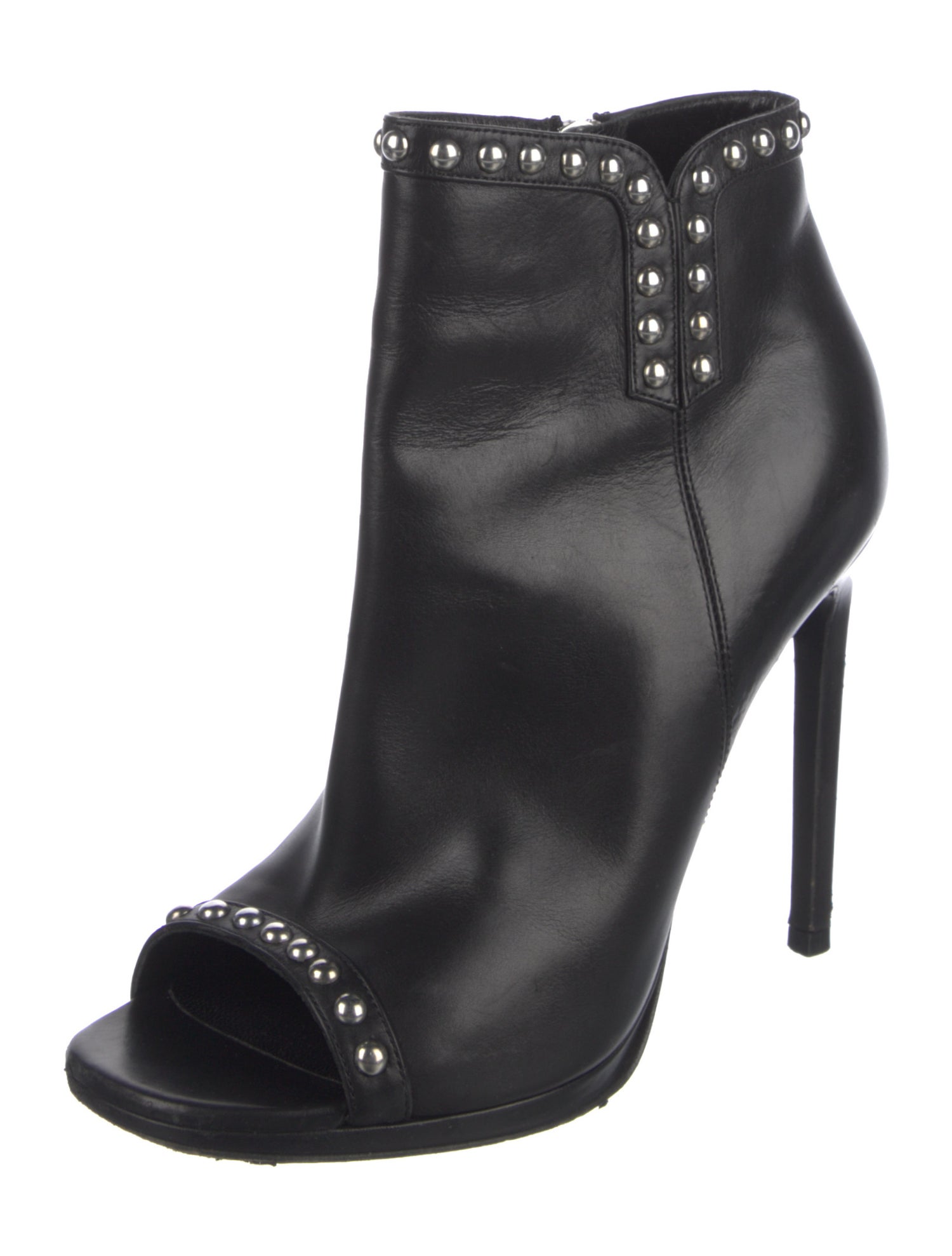 Saint Laurent Leather Studded Accents Boots