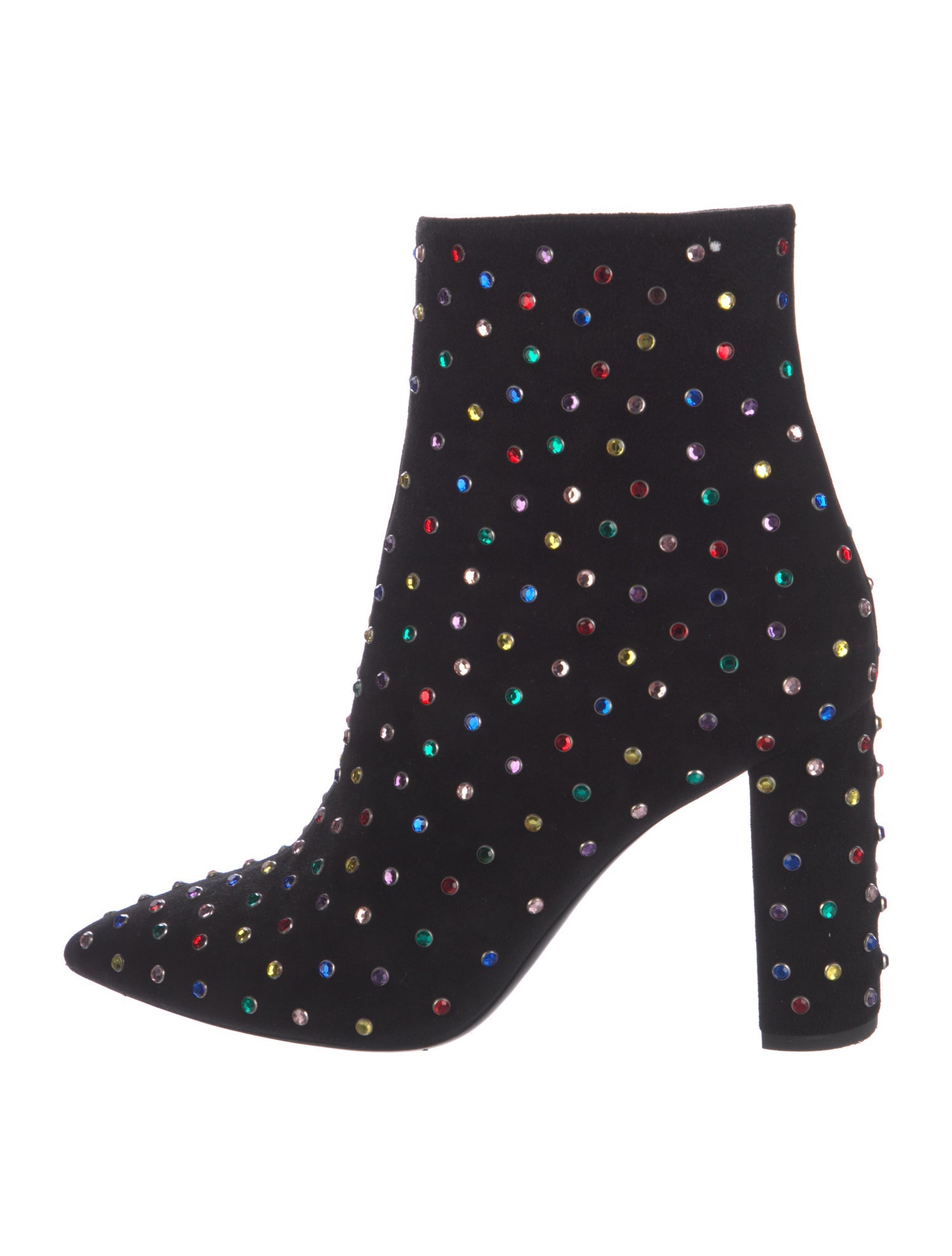 Saint Laurent Suede Polka Dot Print Boots