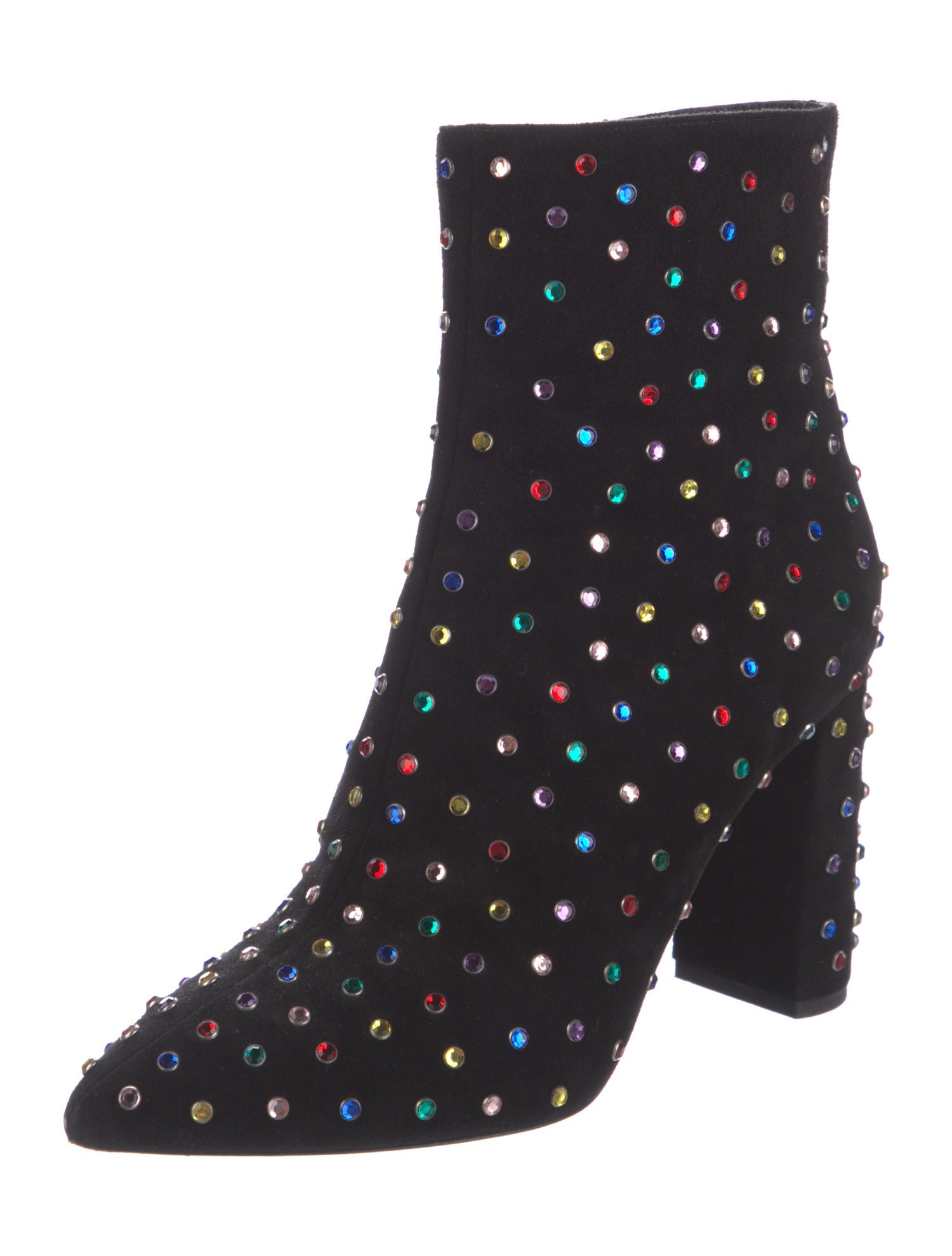 Saint Laurent Suede Polka Dot Print Boots
