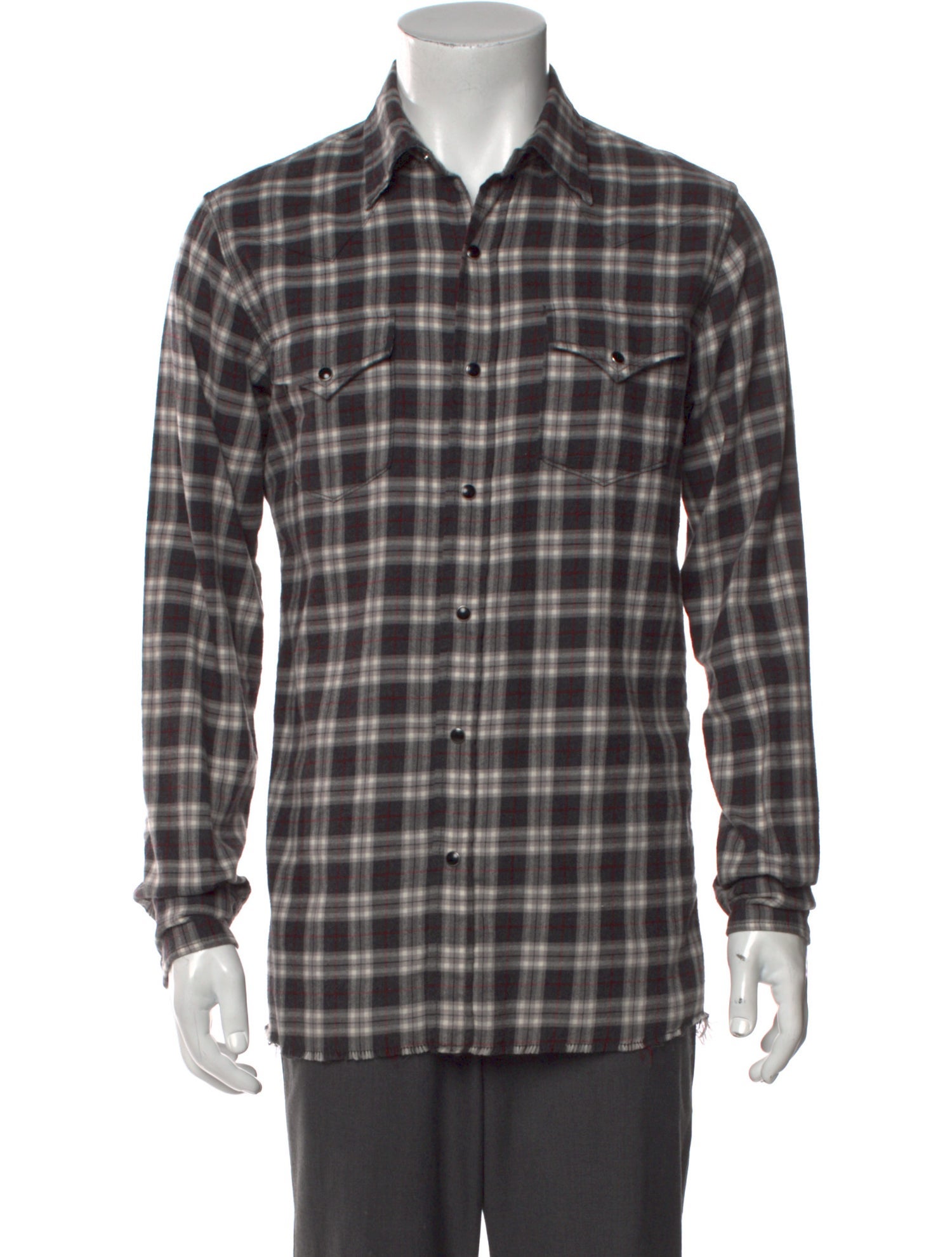 Saint Laurent 2017 Plaid Print Western Shirt