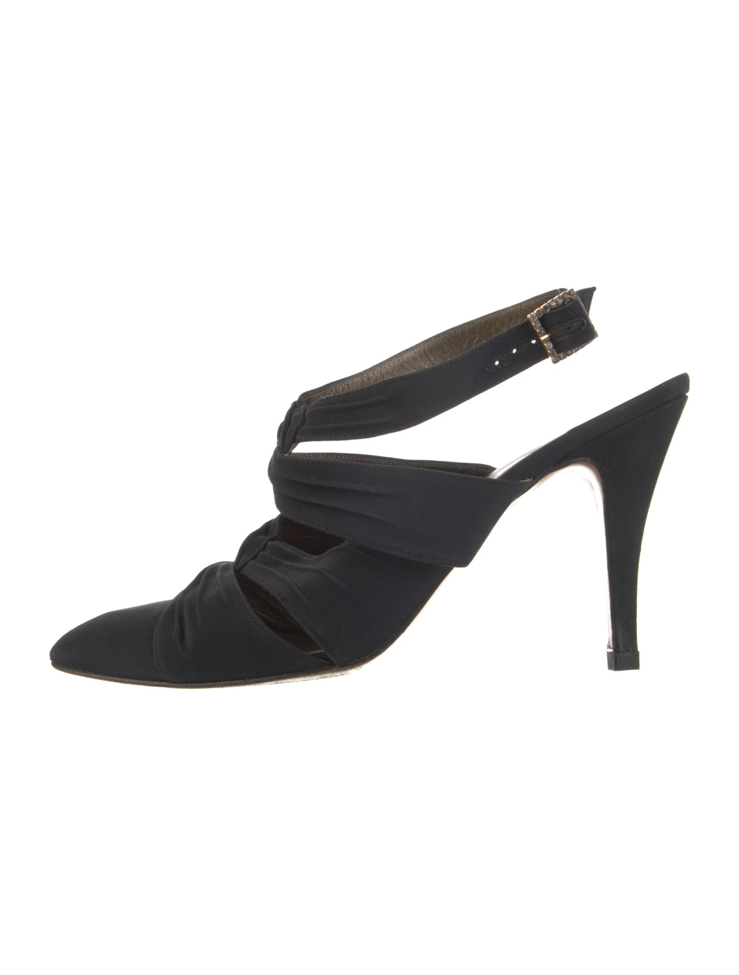 Saint Laurent Leather Crystal Embellishments Slingback Pumps