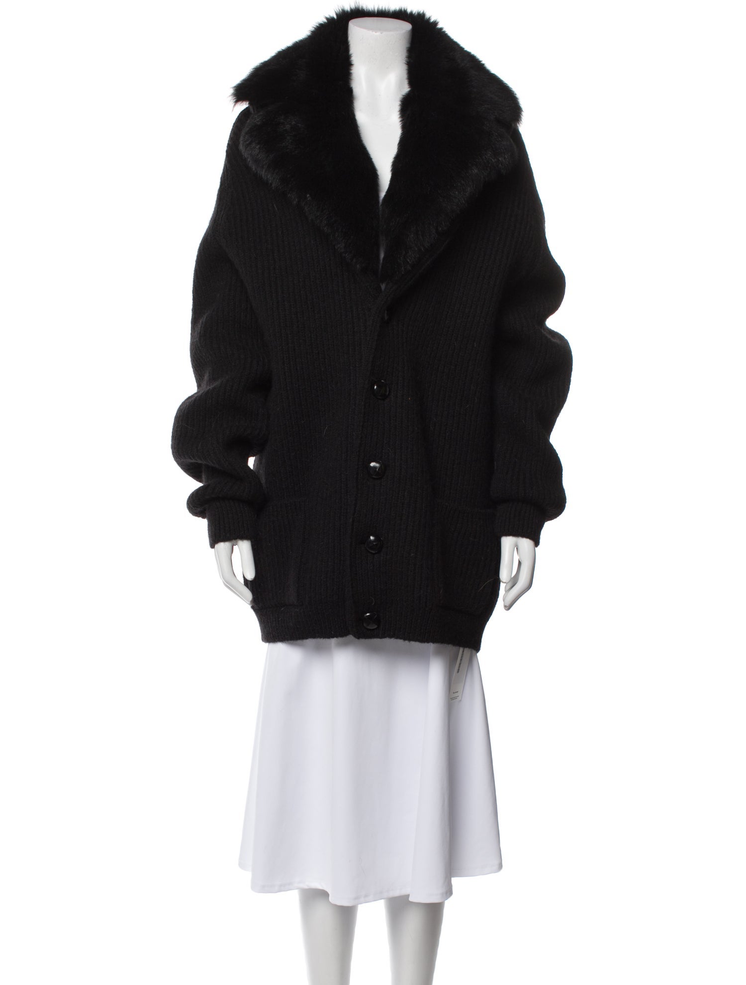 Saint Laurent Wool Faux Fur Jacket