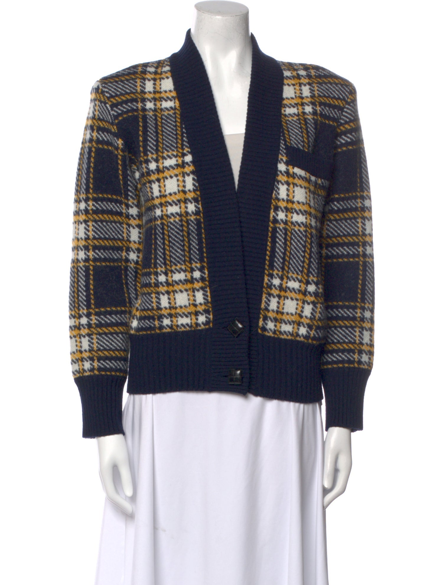 Saint Laurent Wool Plaid Print Sweater