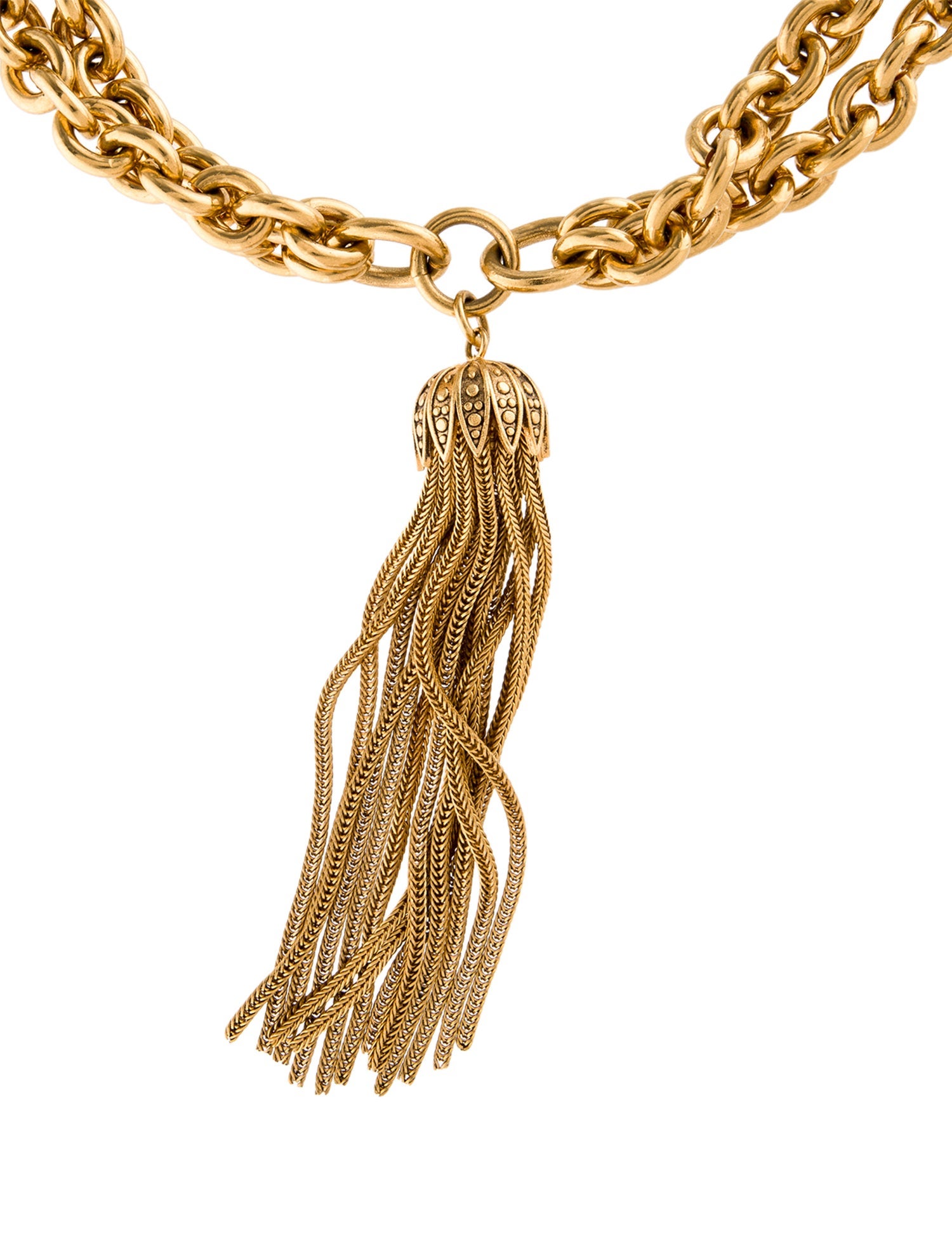 Saint Laurent Opyum Tasselled Chain-Link Pendant Necklace