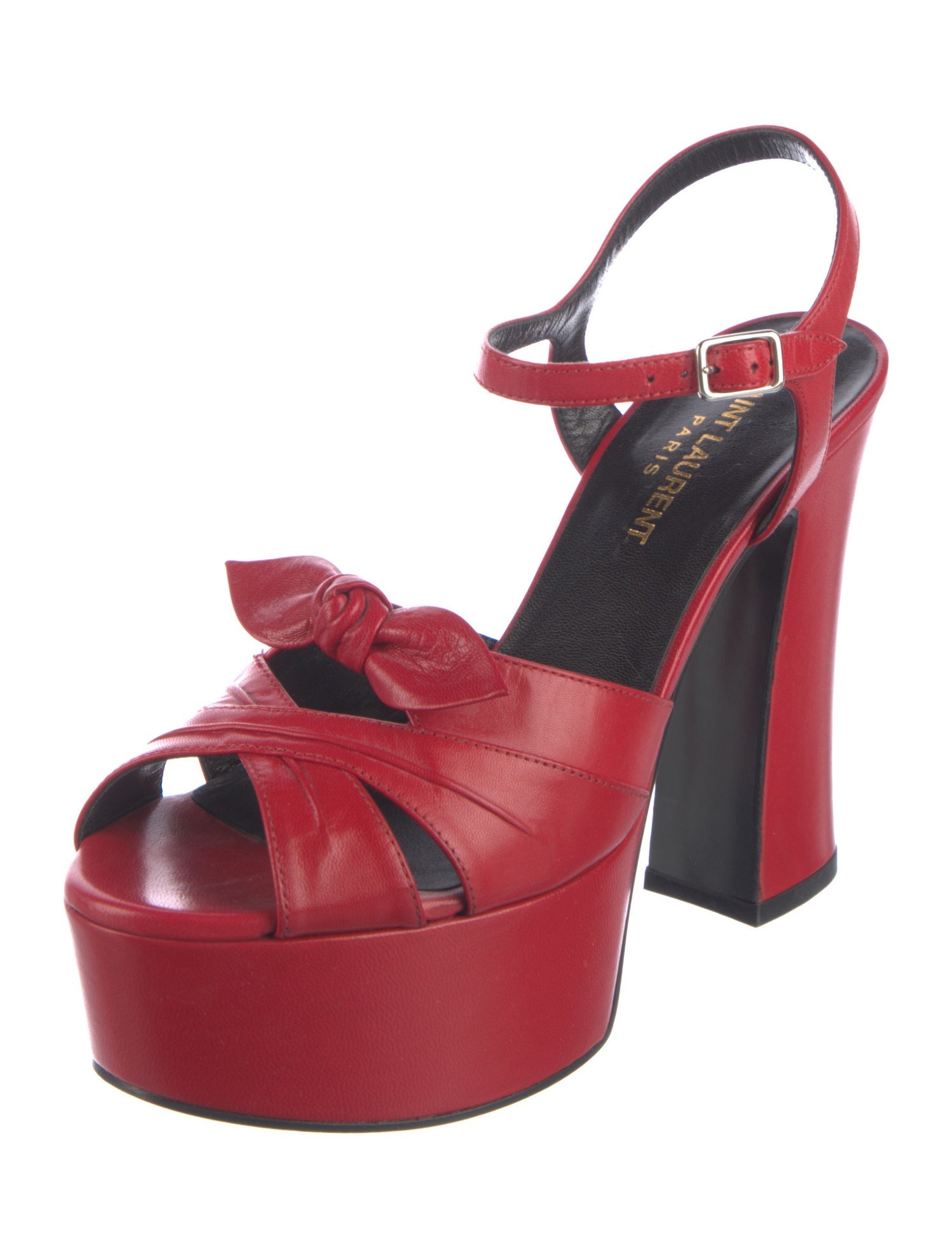 Saint Laurent Leather Bow Accents Sandals