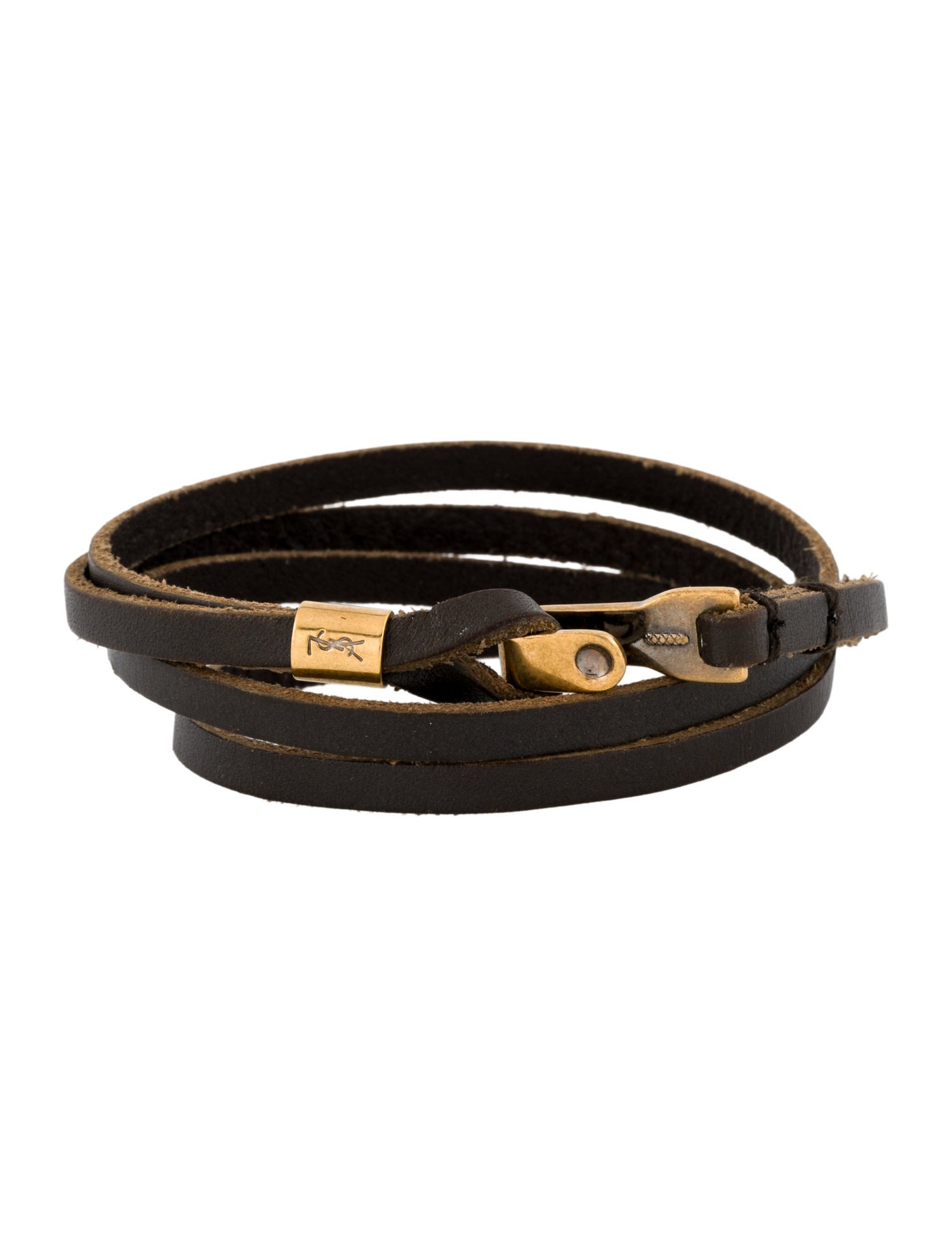 Saint Laurent Vintage Leather Wrap Bracelet