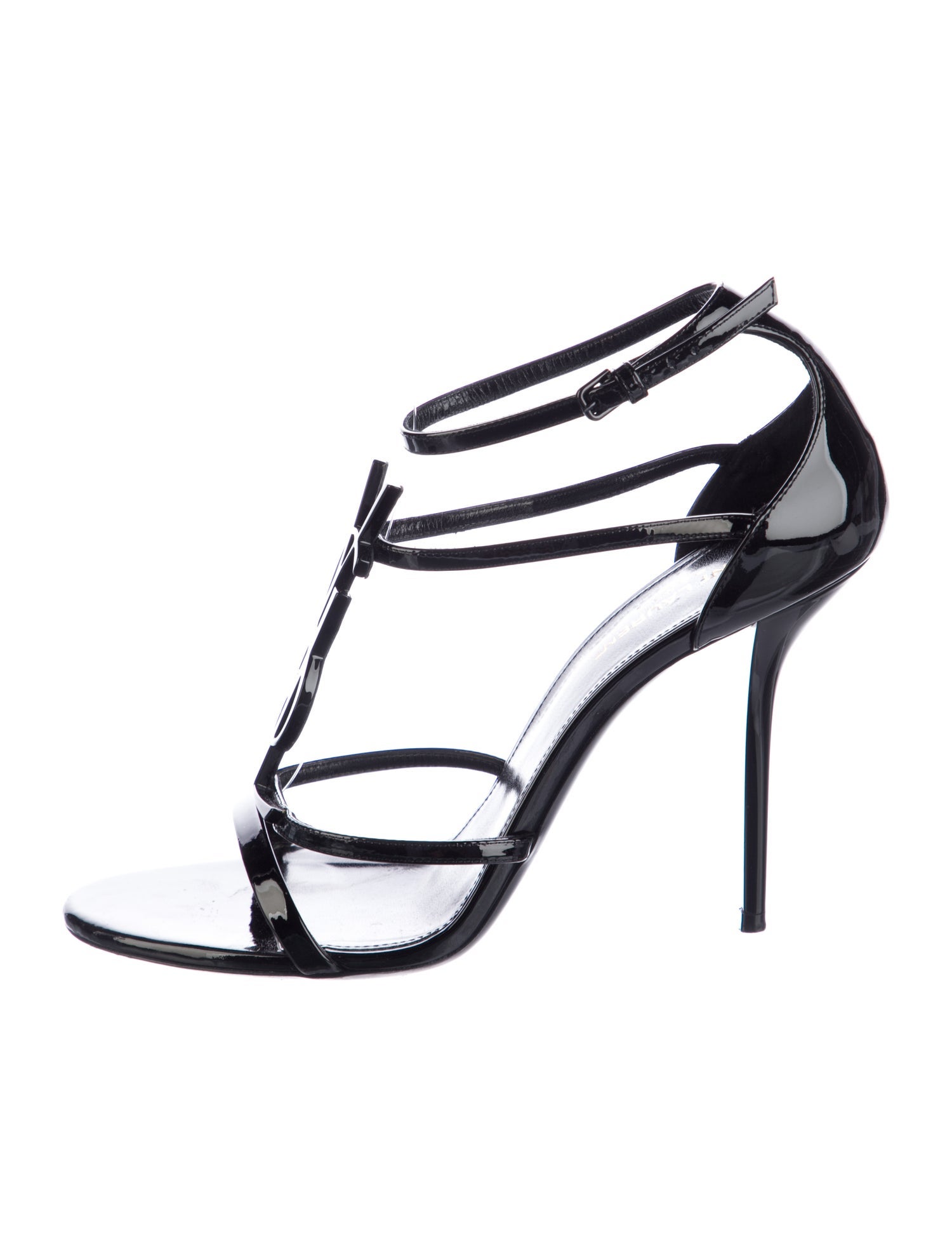 Saint Laurent Patent Leather T-Strap Sandals