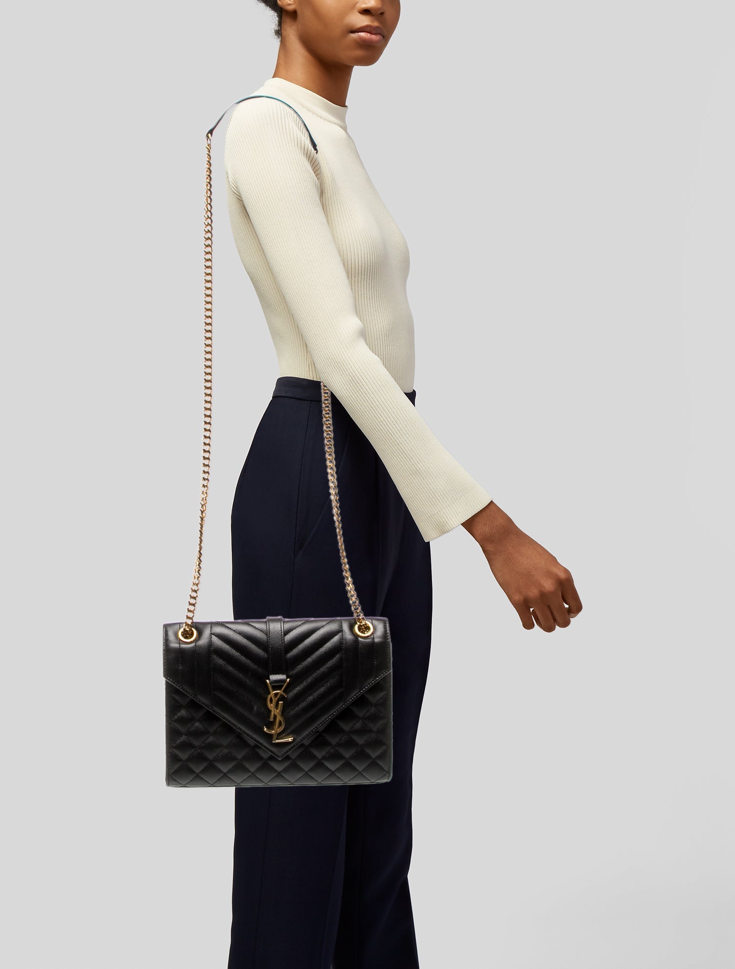 Saint Laurent Leather Envelope Medium