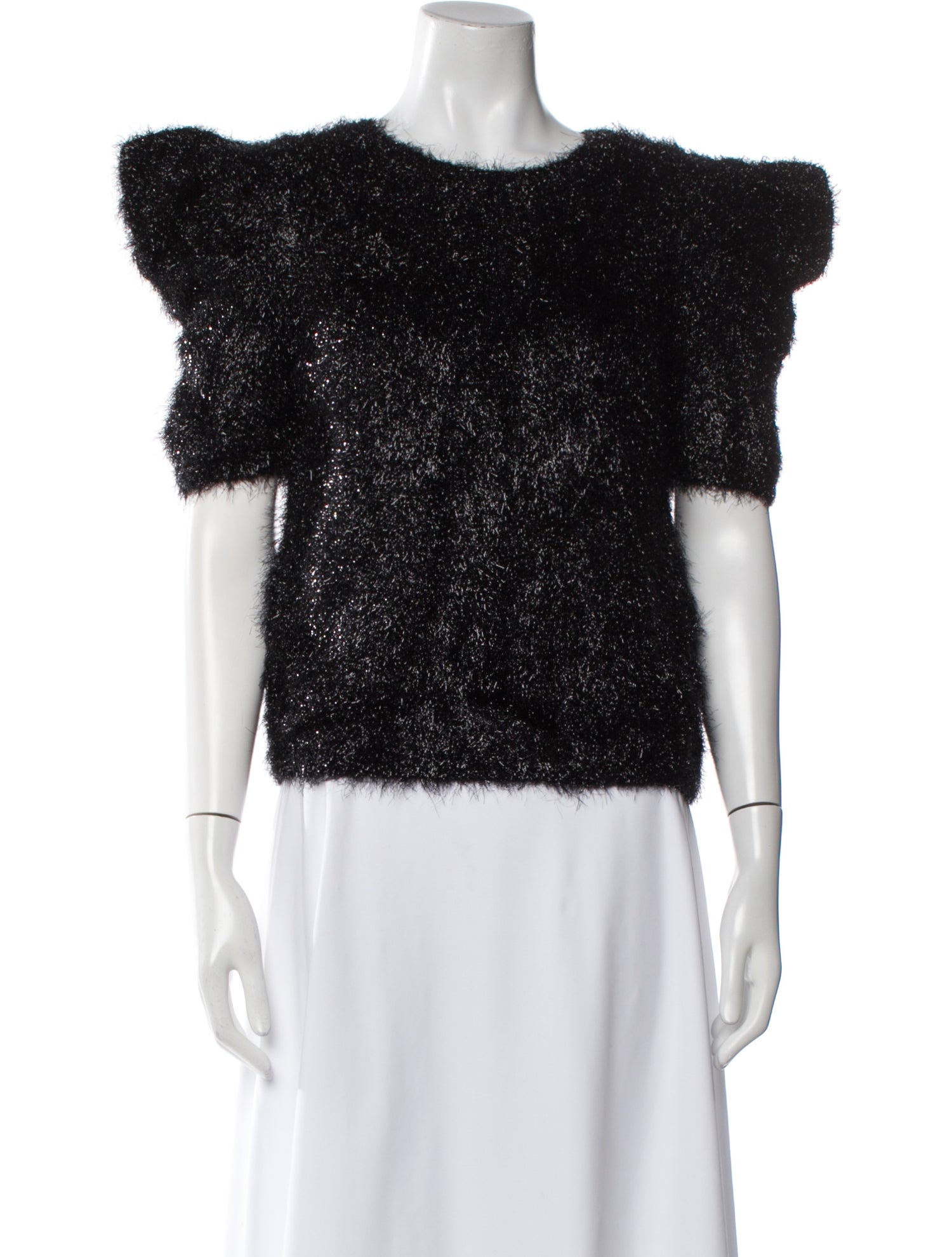 Saint Laurent Bateau Neckline Short Sleeve Crop Top