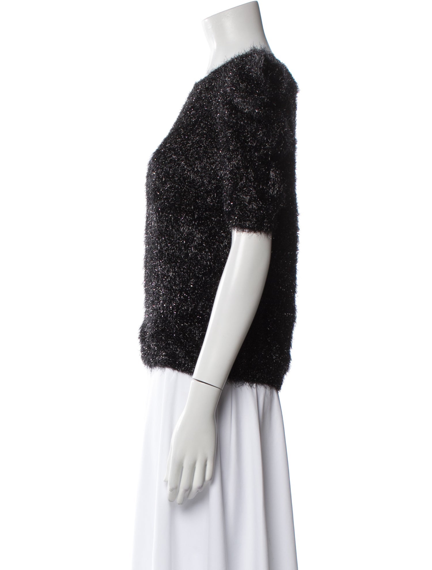 Saint Laurent Bateau Neckline Short Sleeve Crop Top