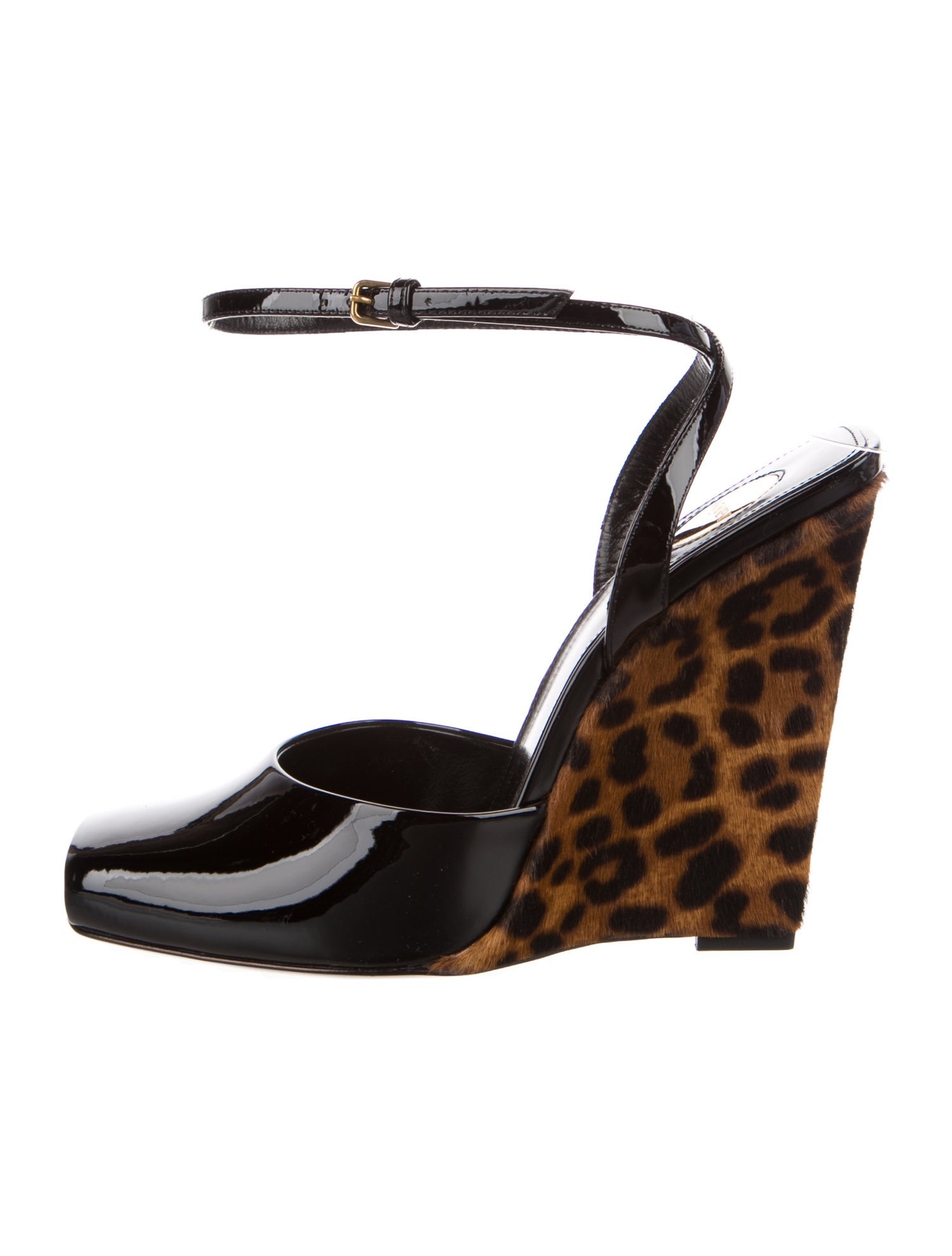Saint Laurent Patent Leather Animal Print Slingback Pumps