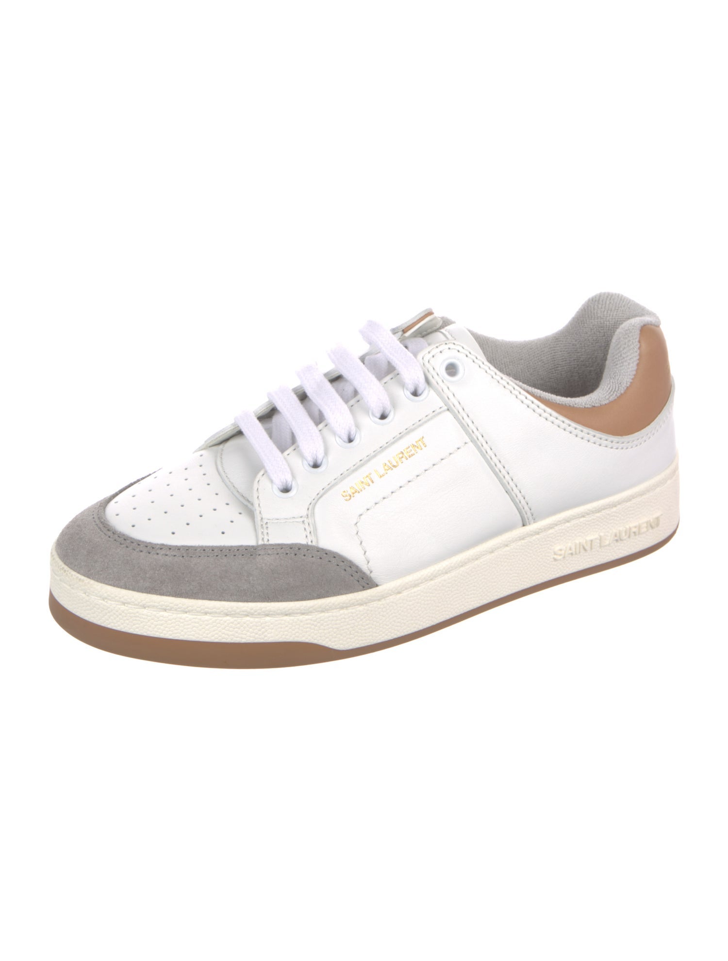 Saint Laurent Leather Lasercut Accents Sneakers