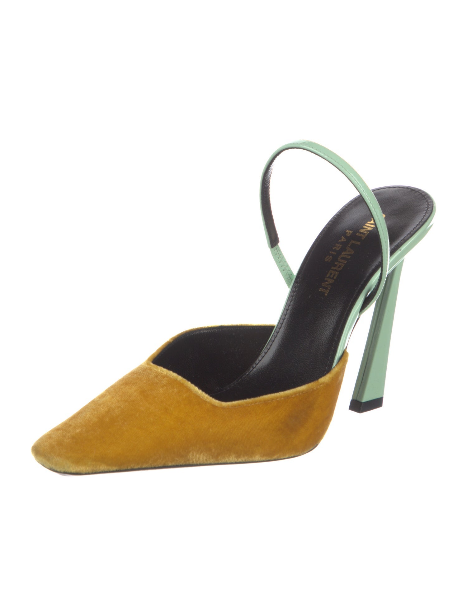 Saint Laurent Velvet Colorblock Pattern Mules