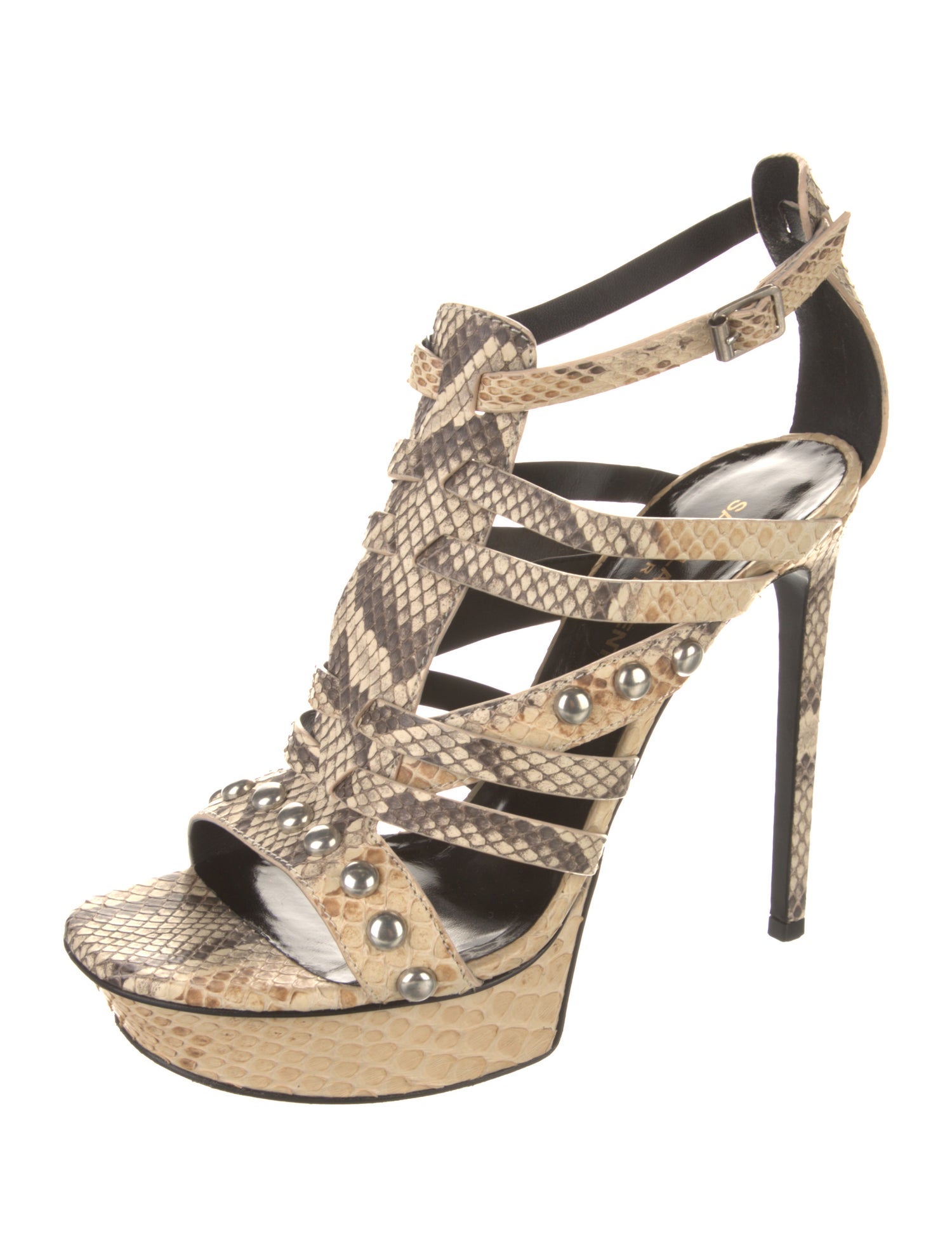 Saint Laurent Leather Animal Print Sandals