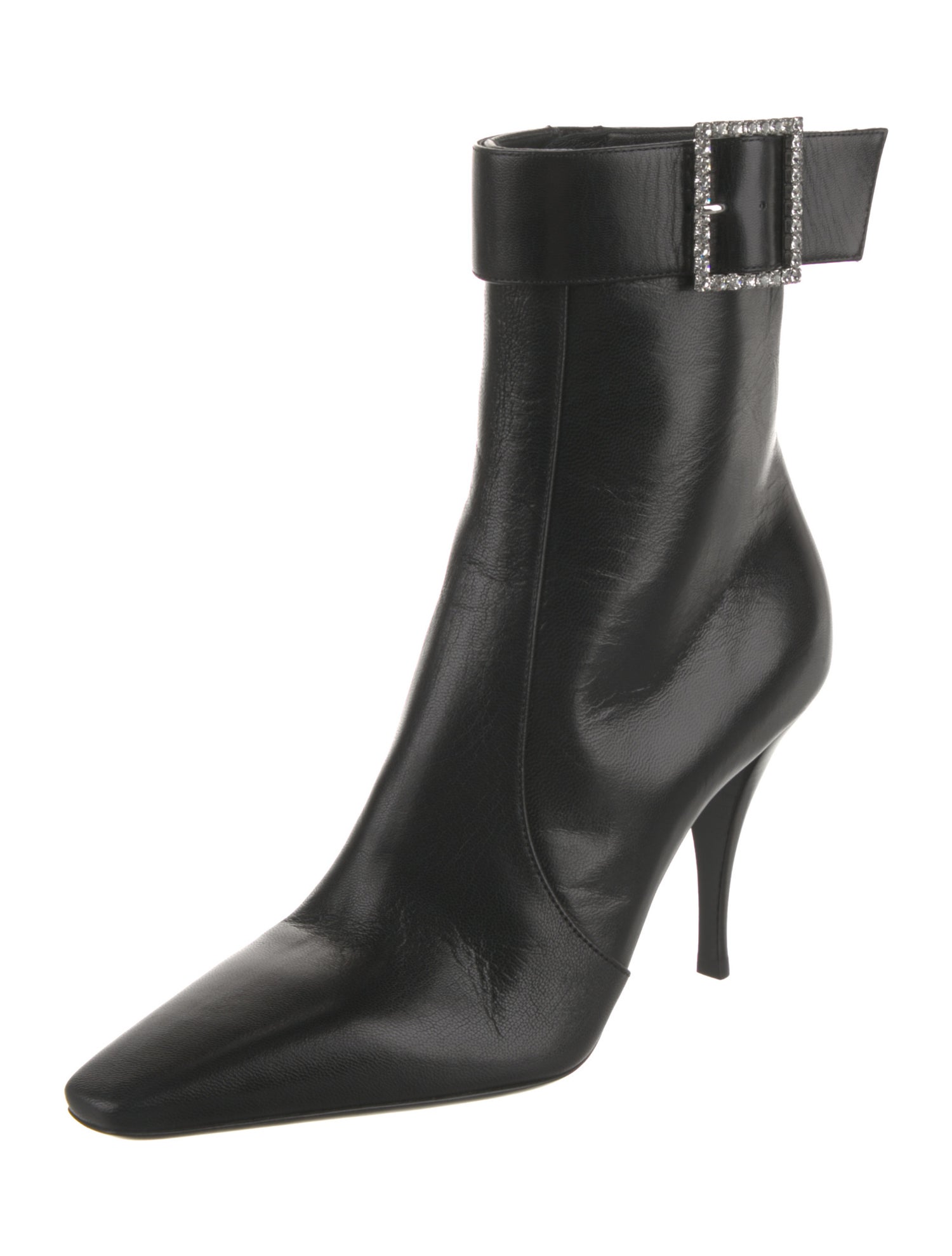 Saint Laurent Leather Crystal Embellishments Boots