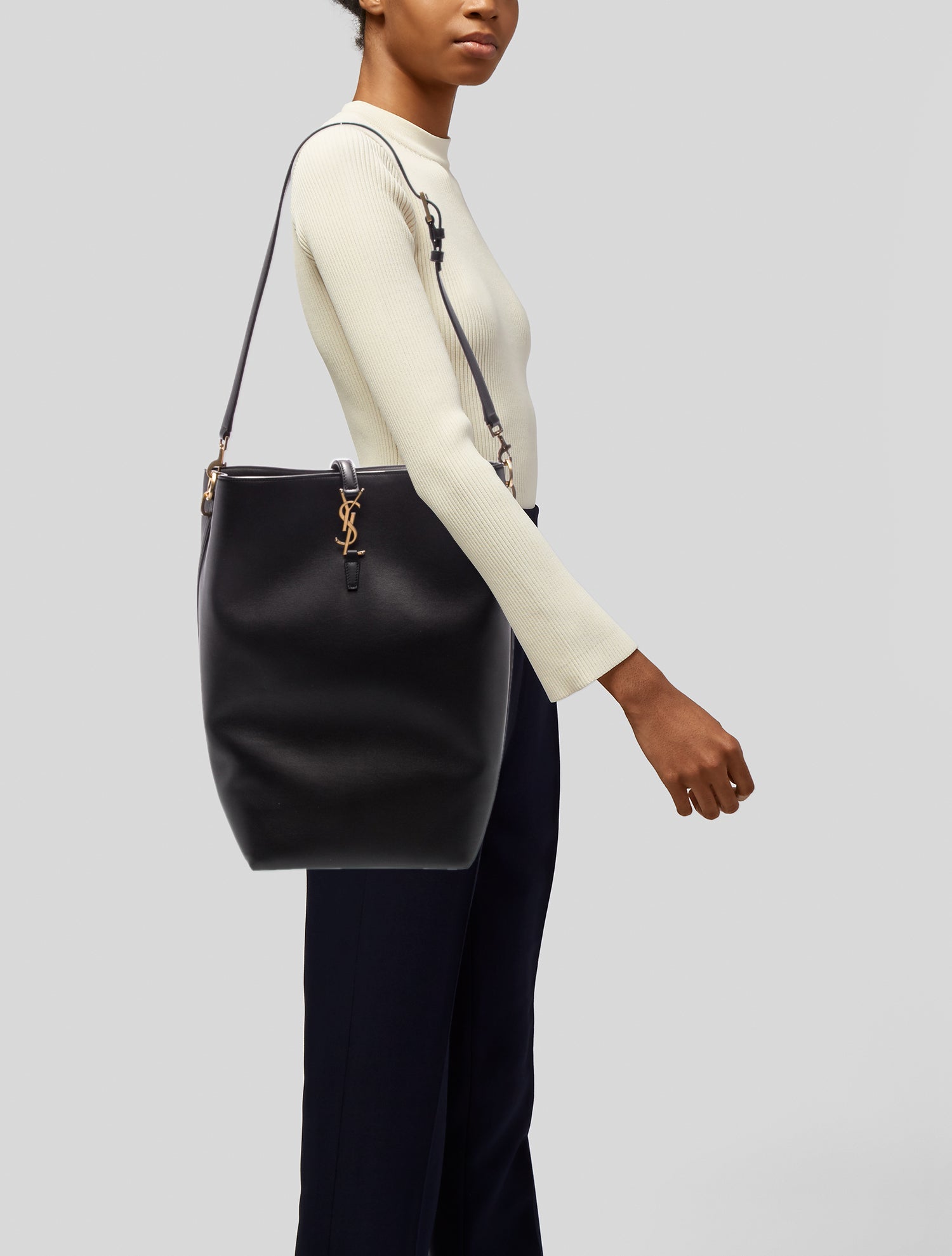 Saint Laurent Leather Bucket Bag 2024