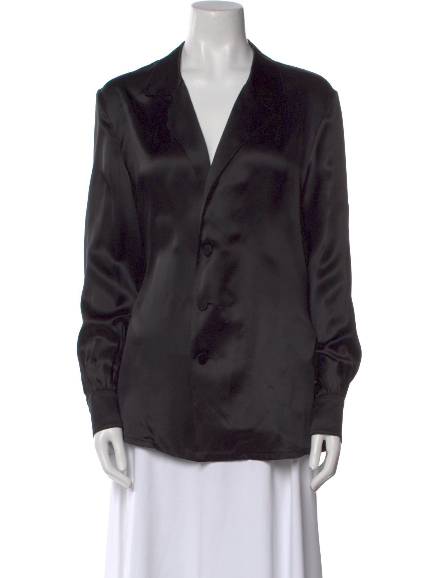 Saint Laurent Silk Long Sleeve Button-Up Top