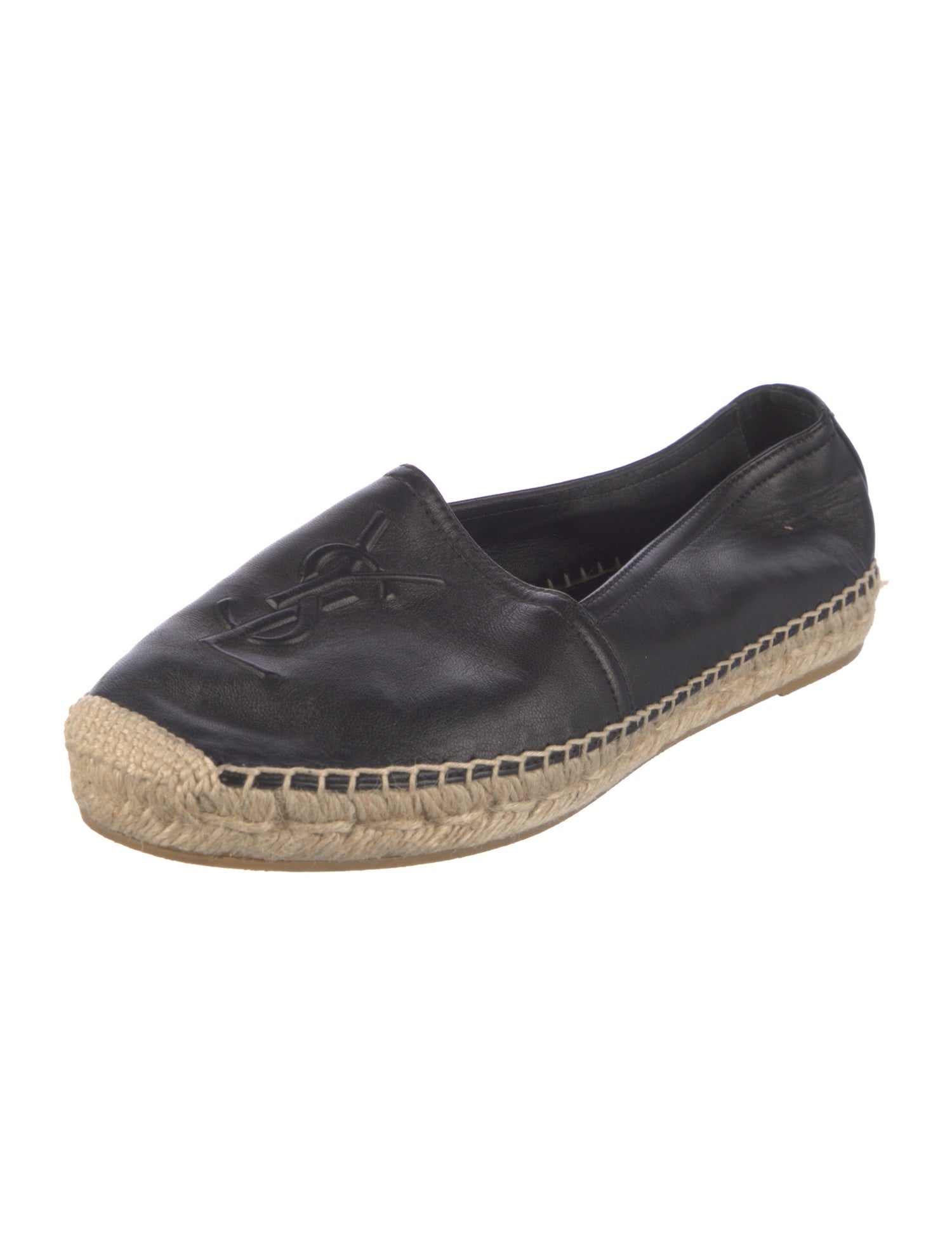 Saint Laurent Leather Whipstitch Trim Espadrilles