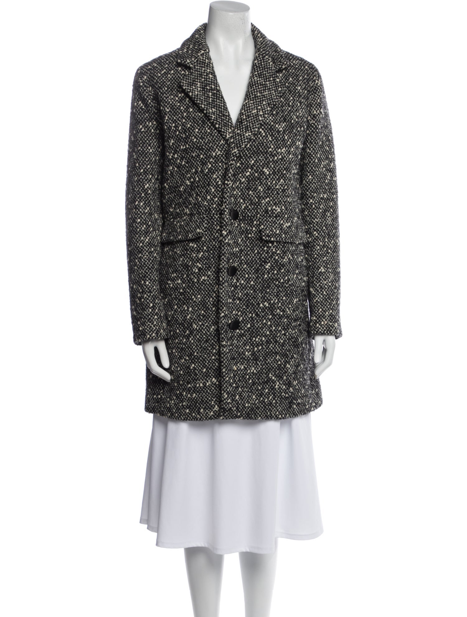 Saint Laurent Wool Tweed Pattern Coat