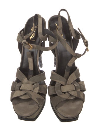 Saint Laurent Suede T-Strap Sandals