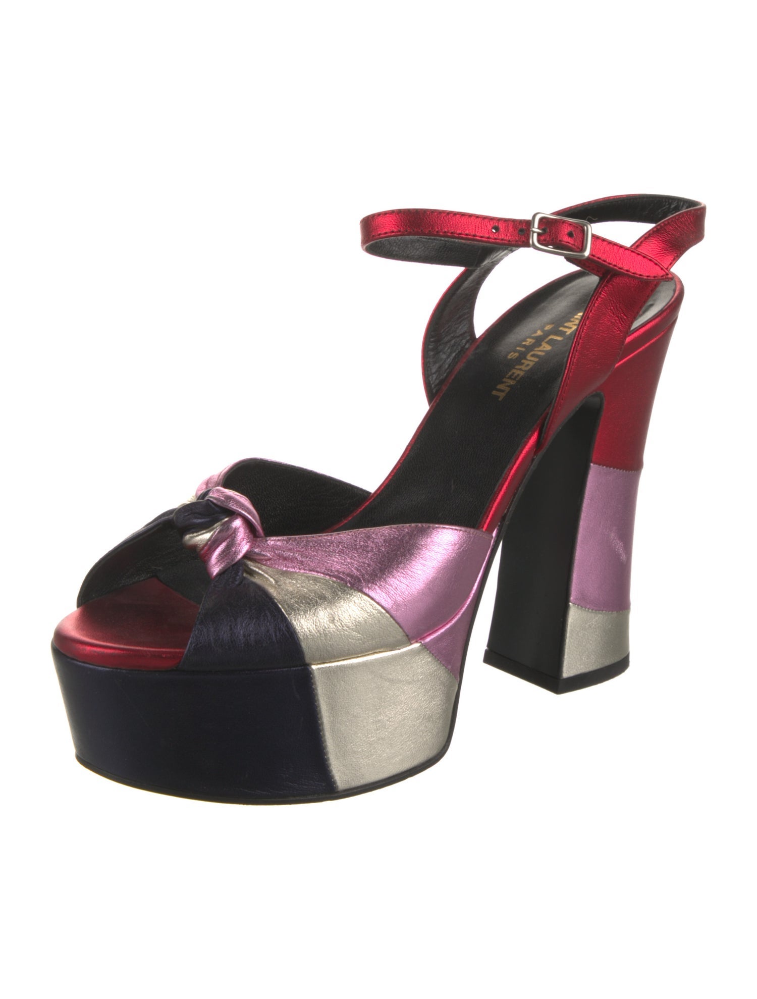 Saint Laurent Leather Colorblock Pattern Sandals