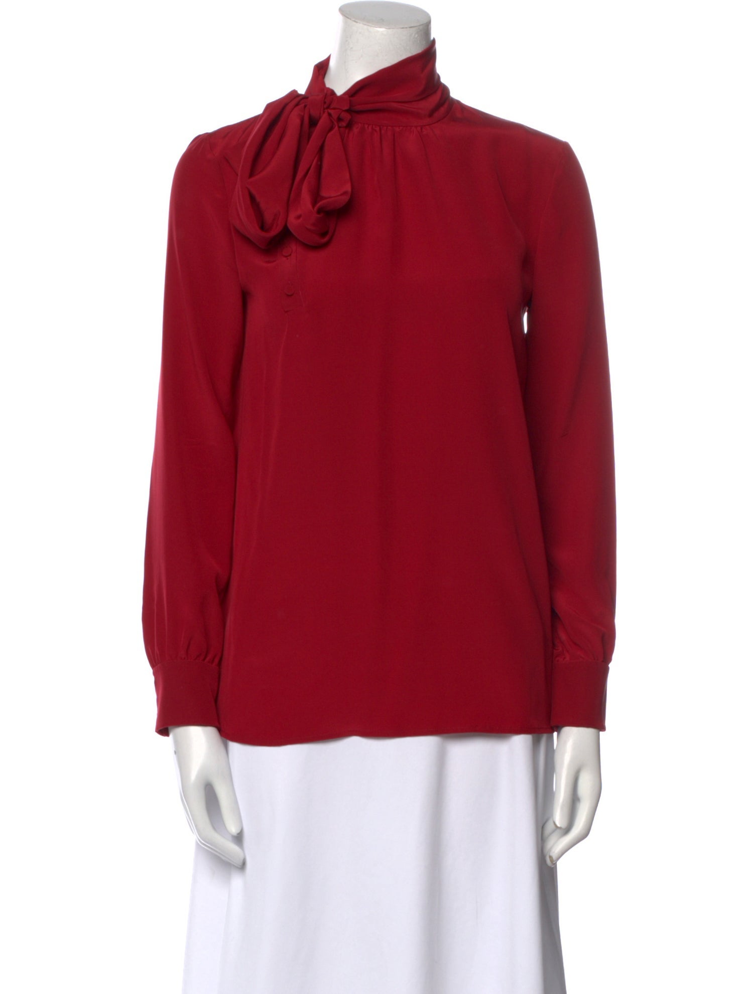 Saint Laurent Silk Mock Neck Blouse