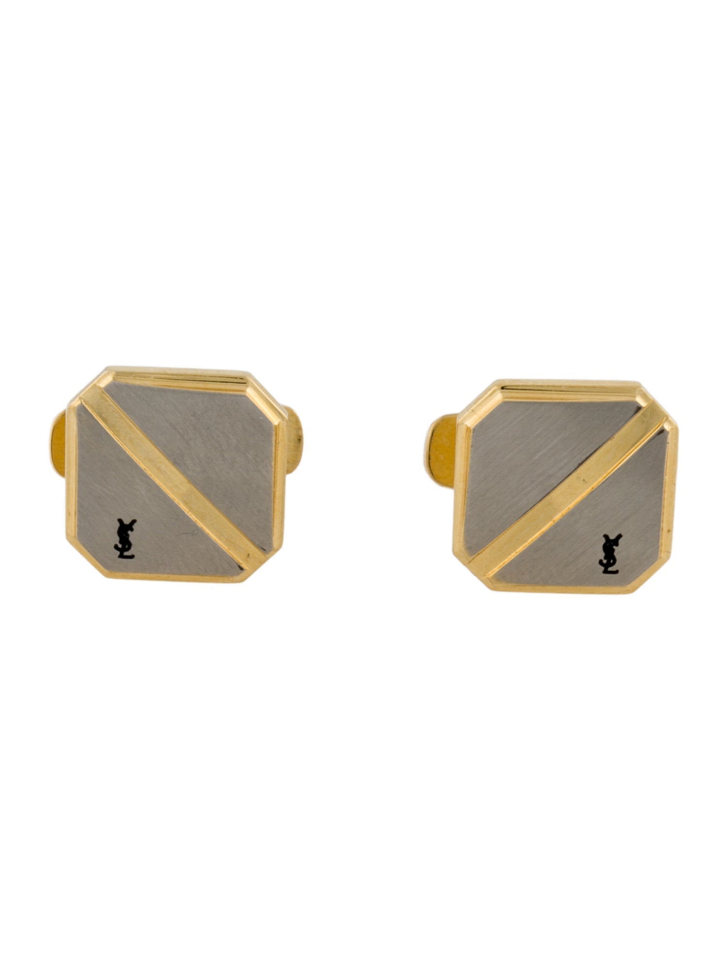 Saint Laurent Vintage Two-Tone Logo Cufflinks