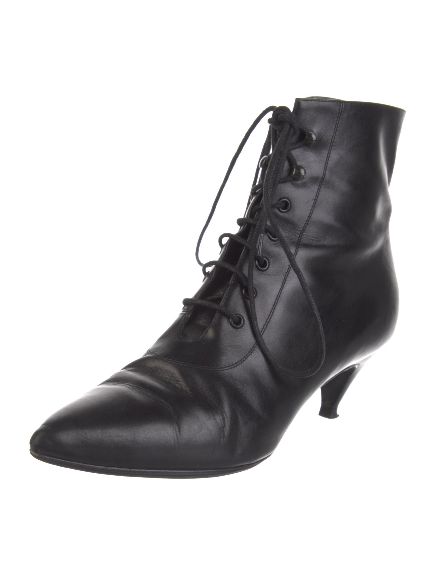 Saint Laurent Leather Lace-Up Boots