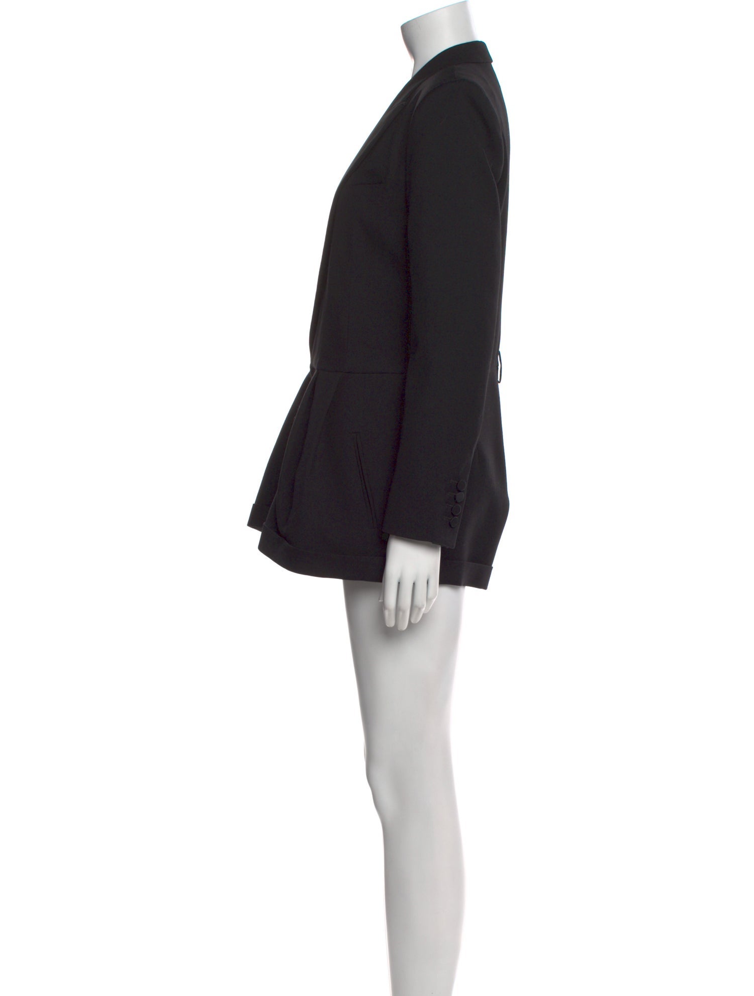 Saint Laurent Virgin Wool Plunge Neckline Romper