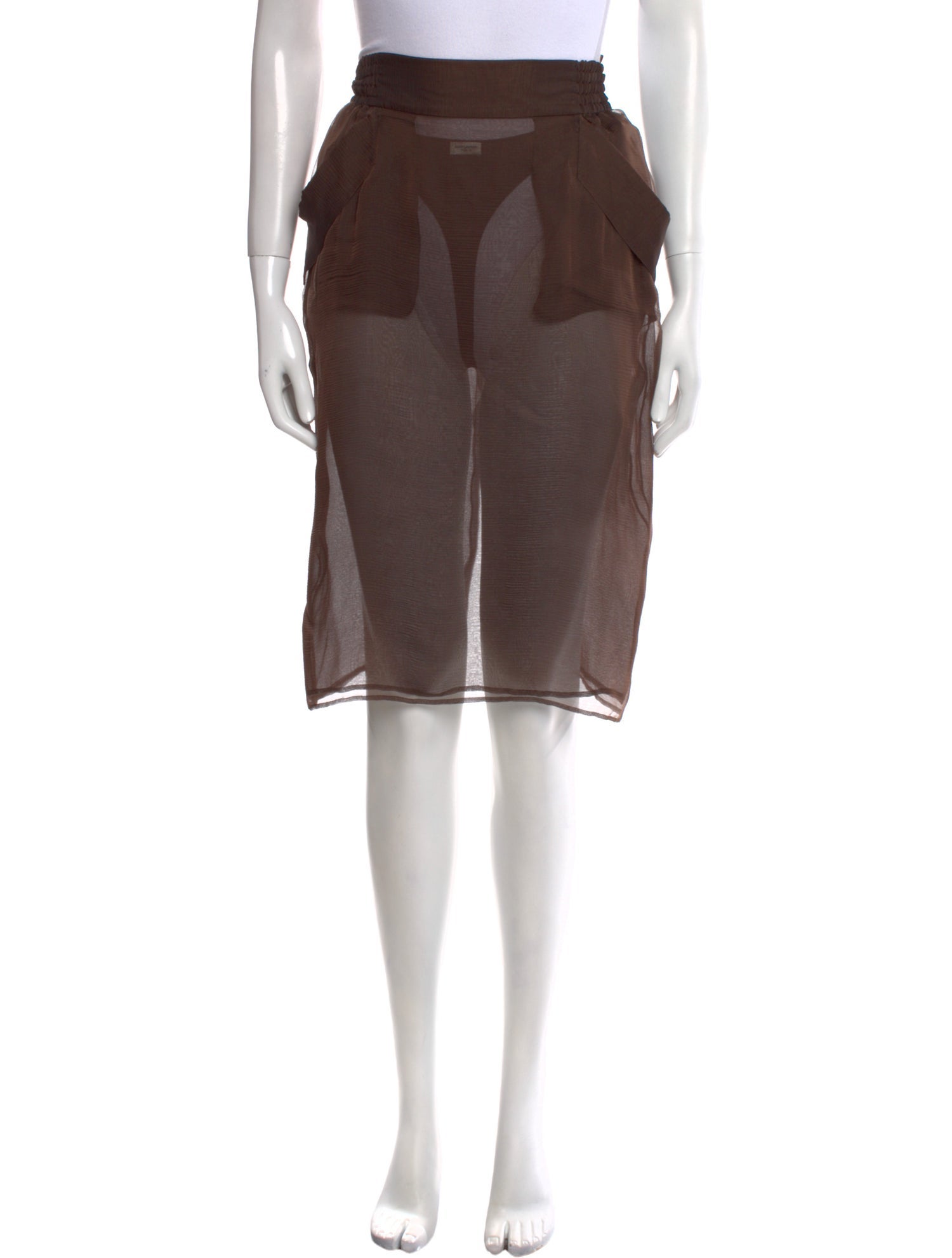 Saint Laurent Silk Knee-Length Skirt w/ Tags