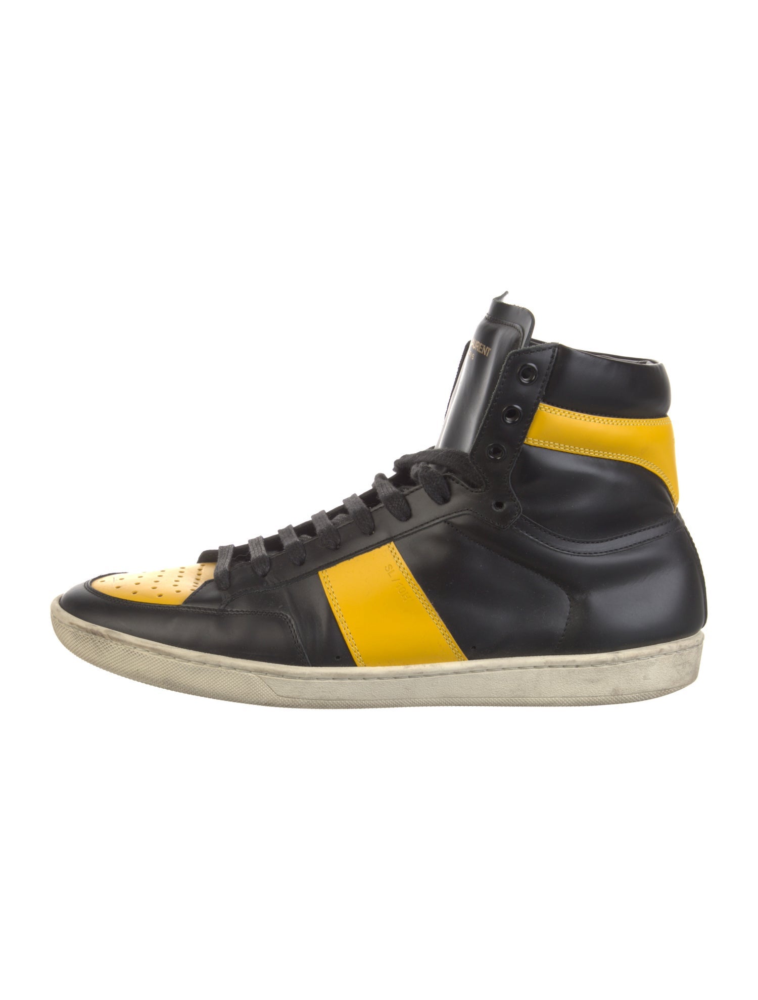 Saint Laurent Leather Colorblock Pattern Sneakers