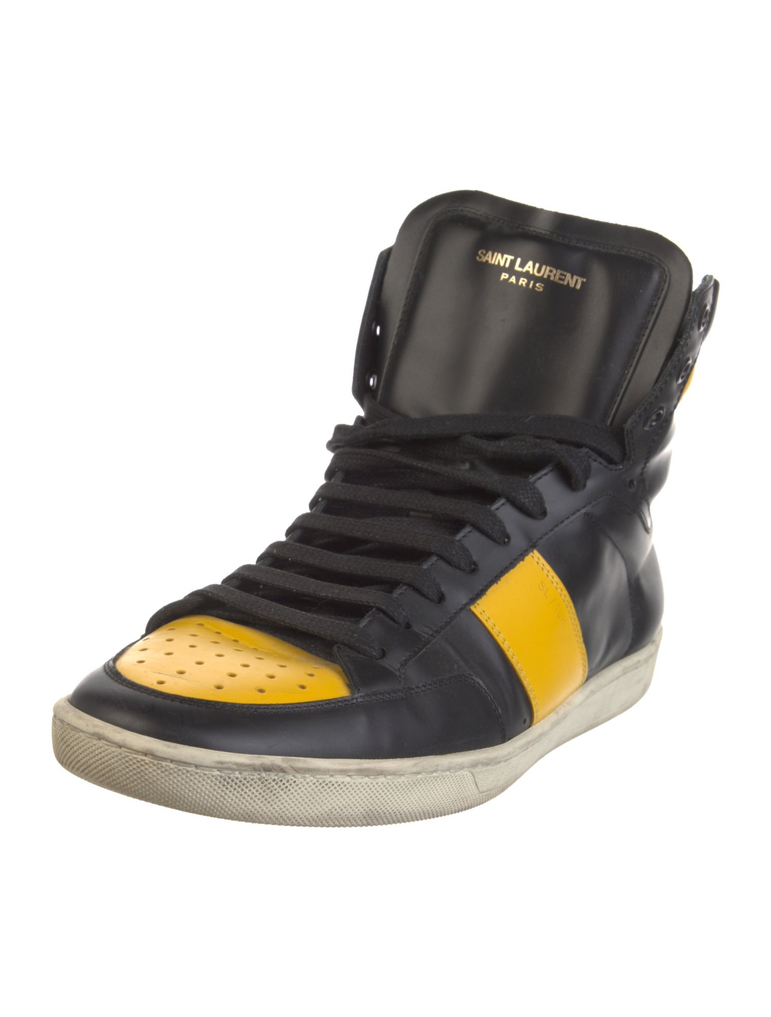 Saint Laurent Leather Colorblock Pattern Sneakers