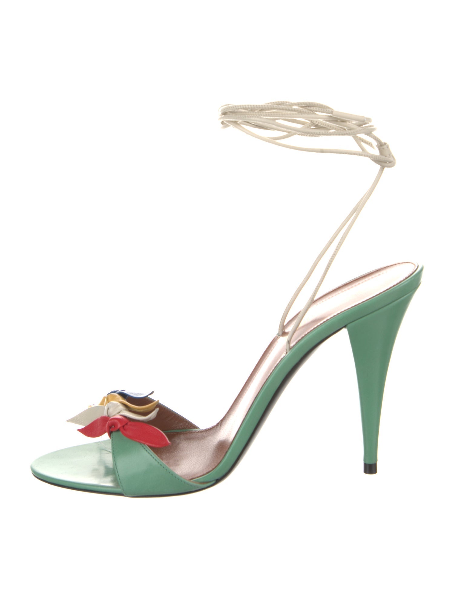 Saint Laurent Leather Colorblock Pattern Sandals