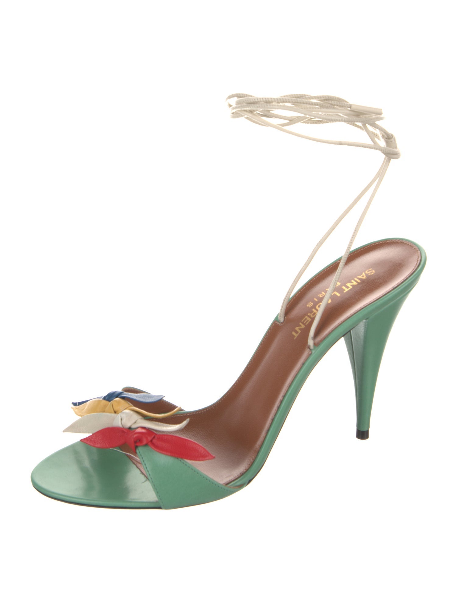 Saint Laurent Leather Colorblock Pattern Sandals