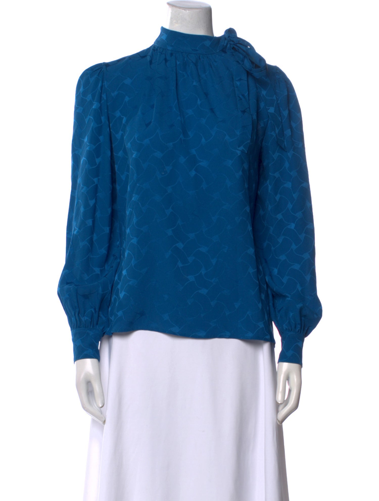 Saint Laurent Silk Mock Neck Blouse