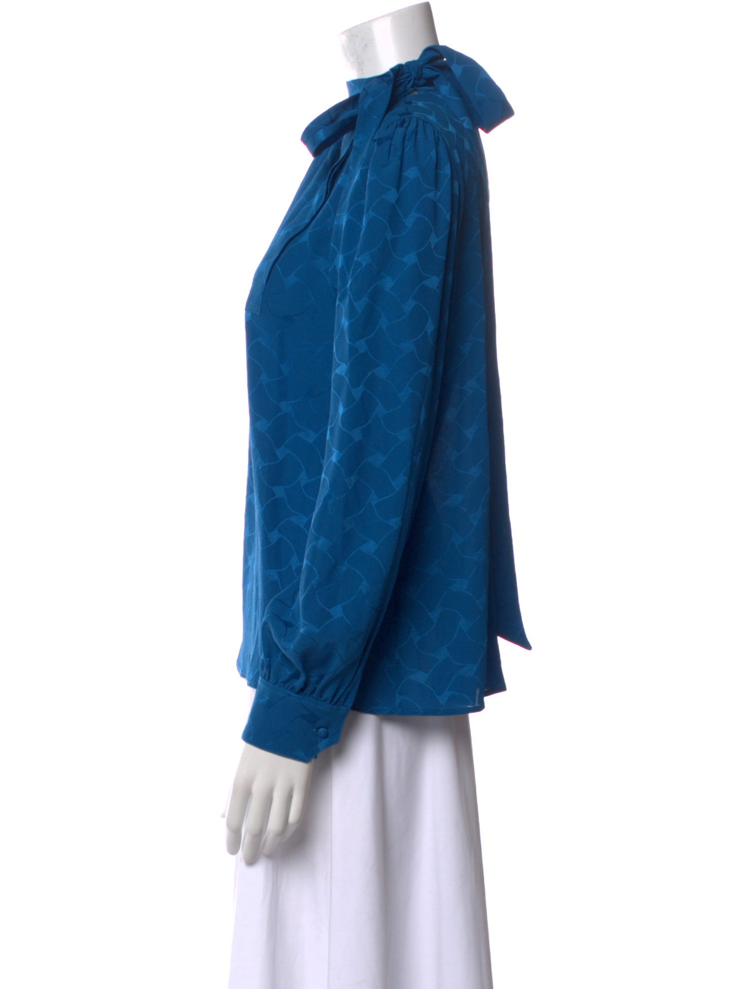 Saint Laurent Silk Mock Neck Blouse