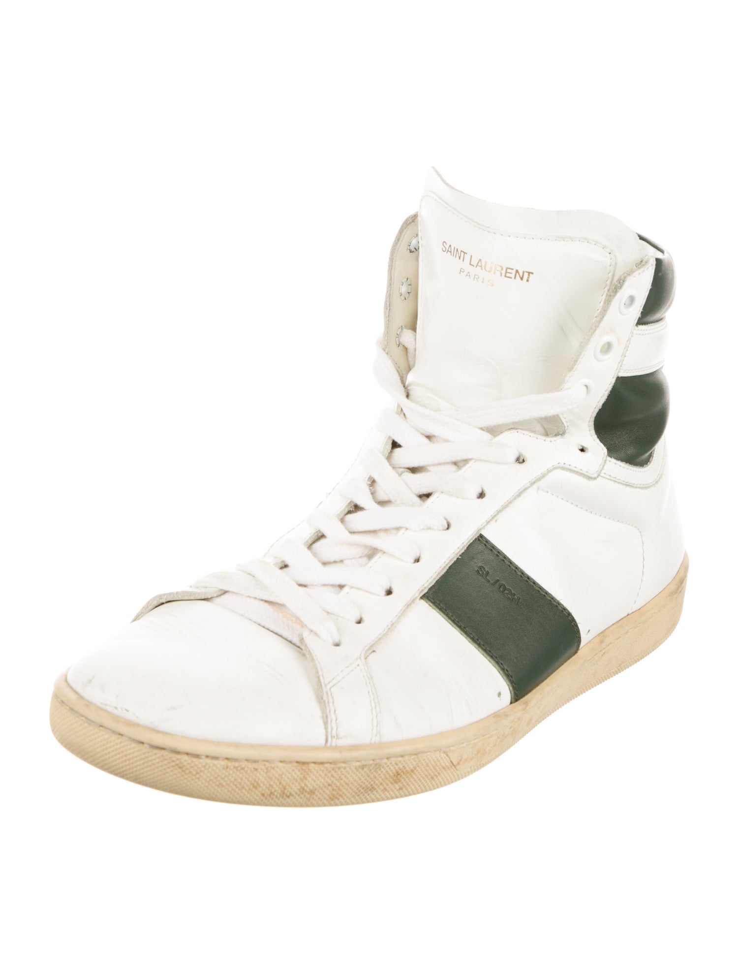 Saint Laurent Leather Colorblock Pattern Sneakers